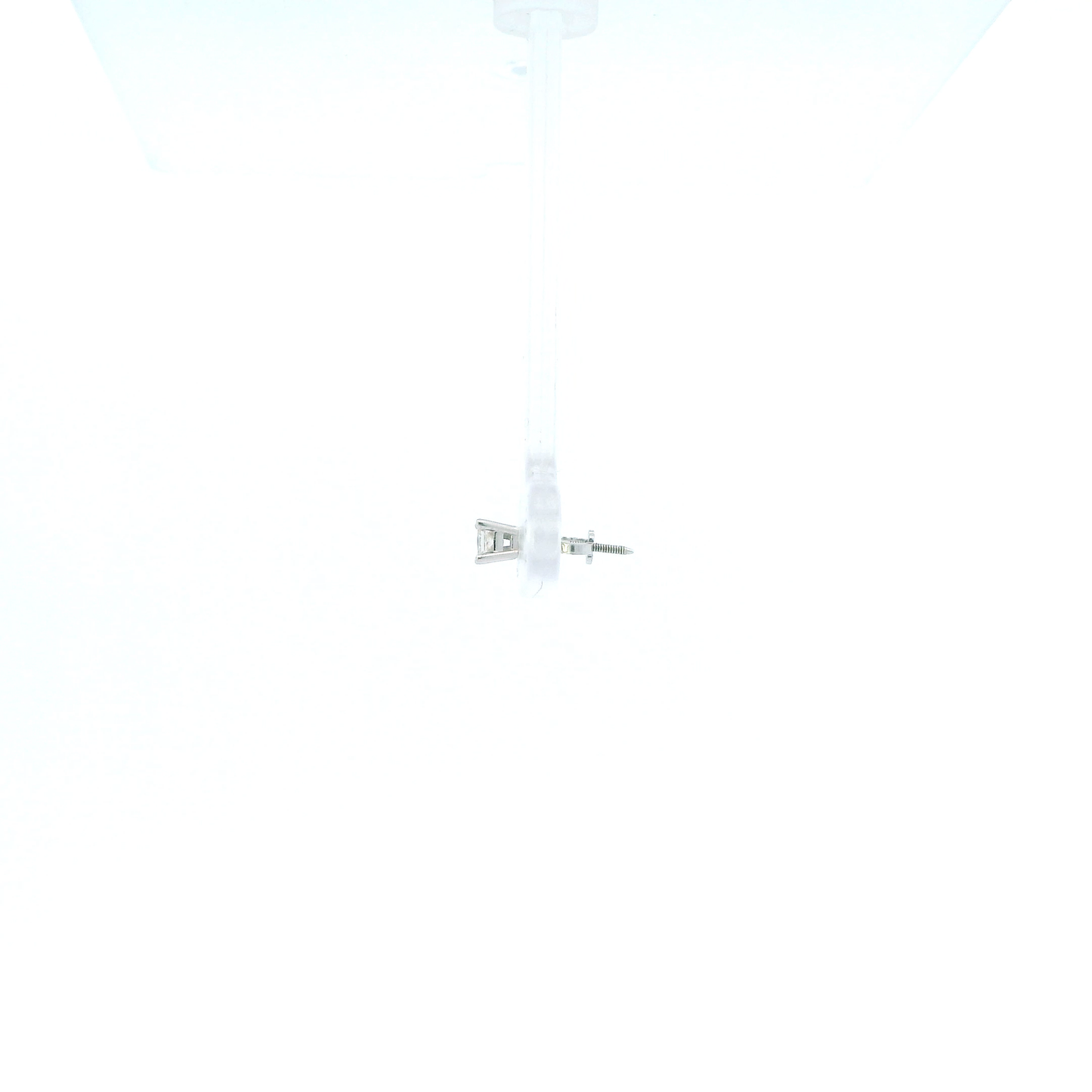 14K White Gold Single Solitaire Diamond Earrings - 0.12ct