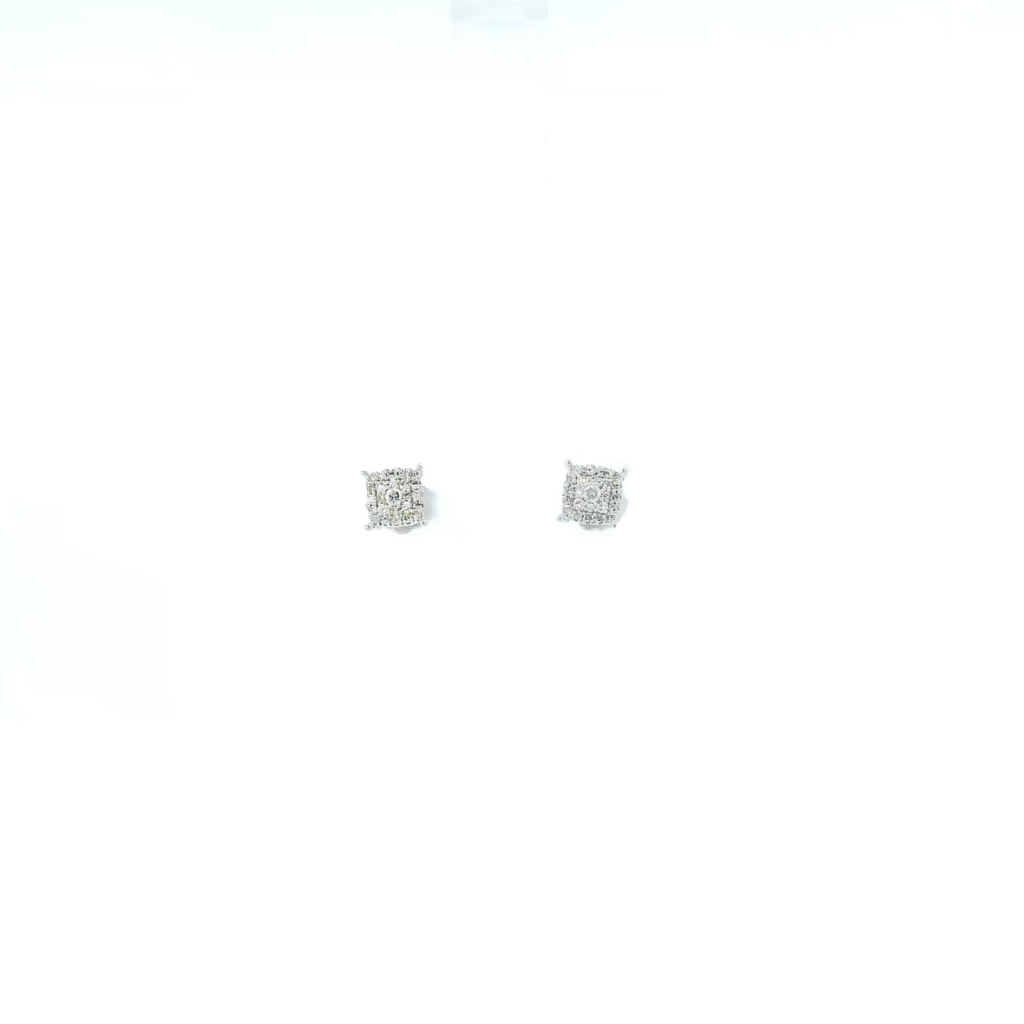 10K White Gold Diamond Square Earrings - 0.03ct