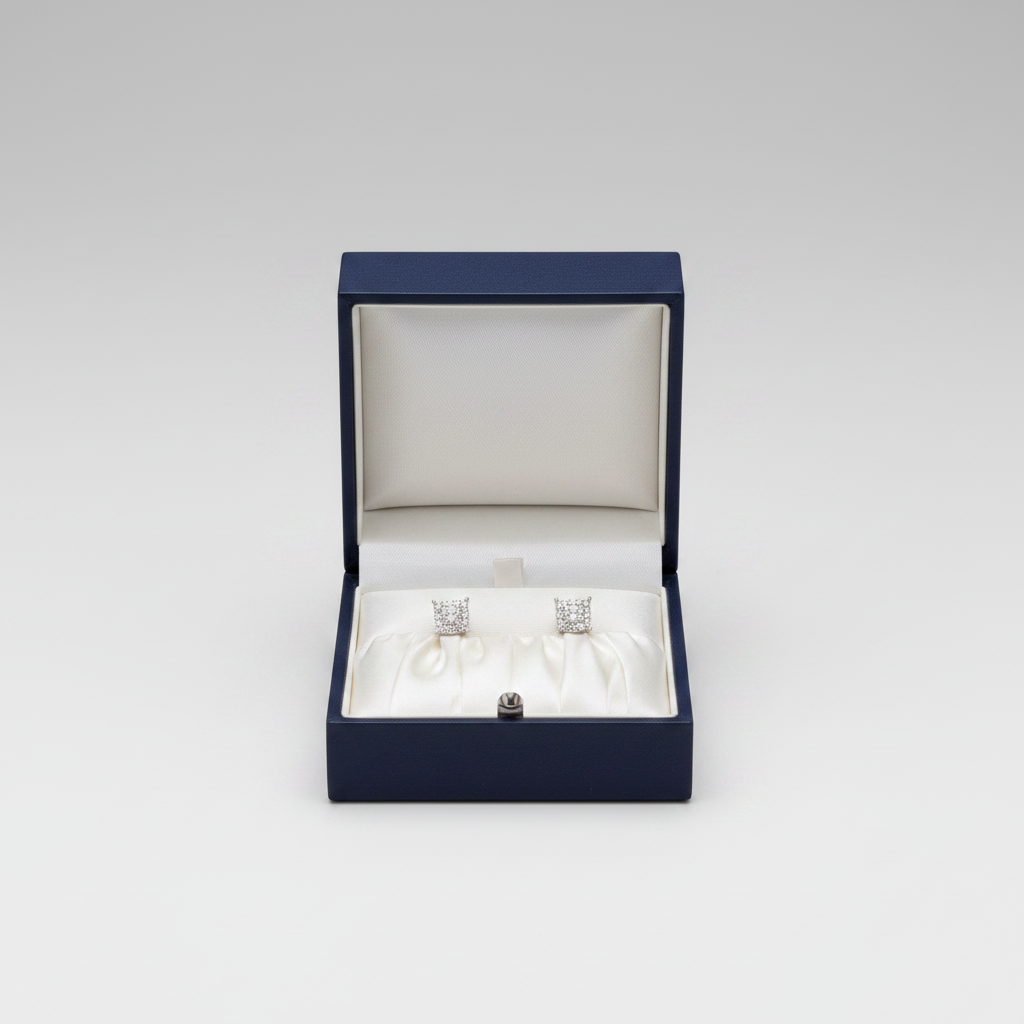 10K White Gold Diamond Square Earrings - 0.03ct