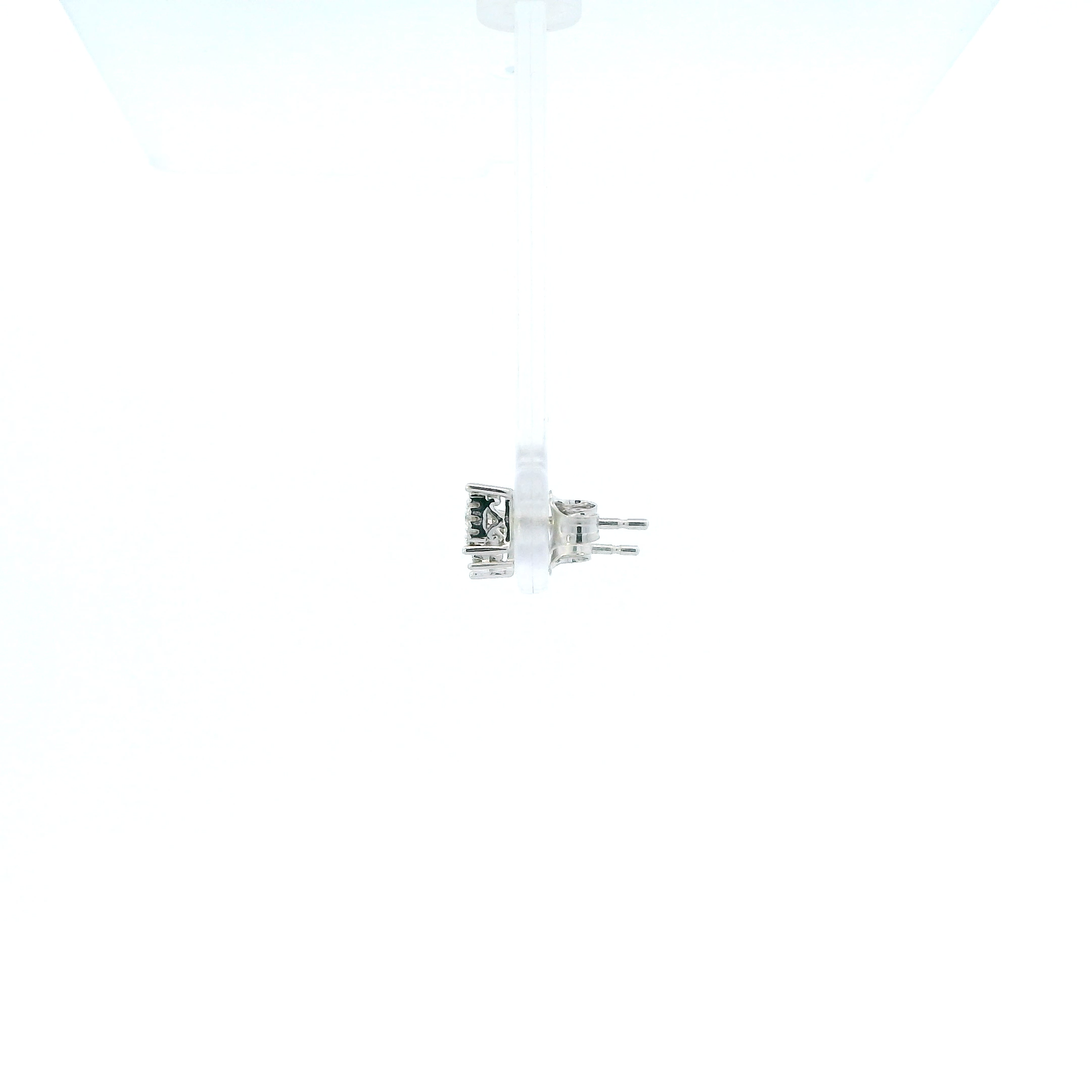 10K White Gold Diamond Square Earrings - 0.03ct