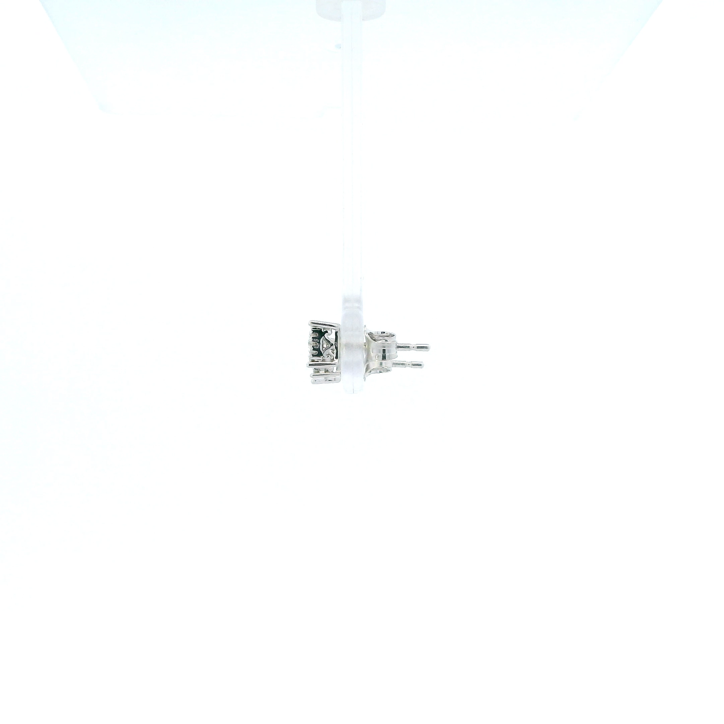 10K White Gold Diamond Square Earrings - 0.03ct