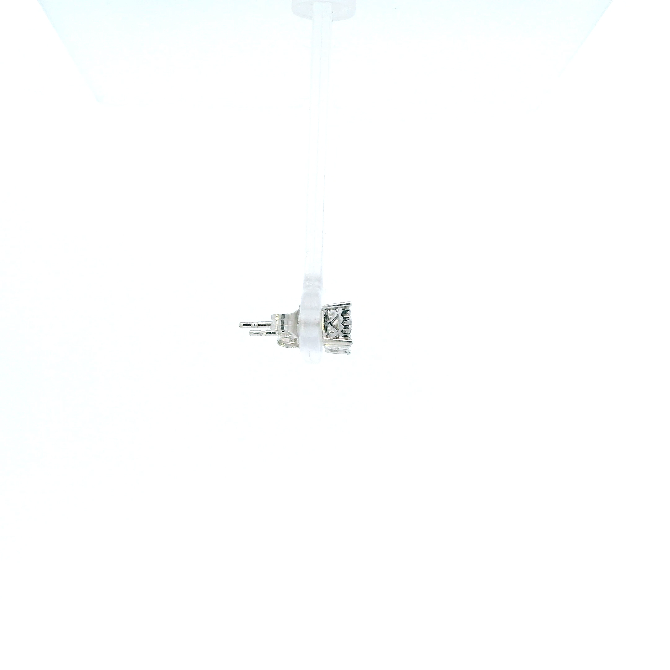 10K White Gold Diamond Square Earrings - 0.03ct