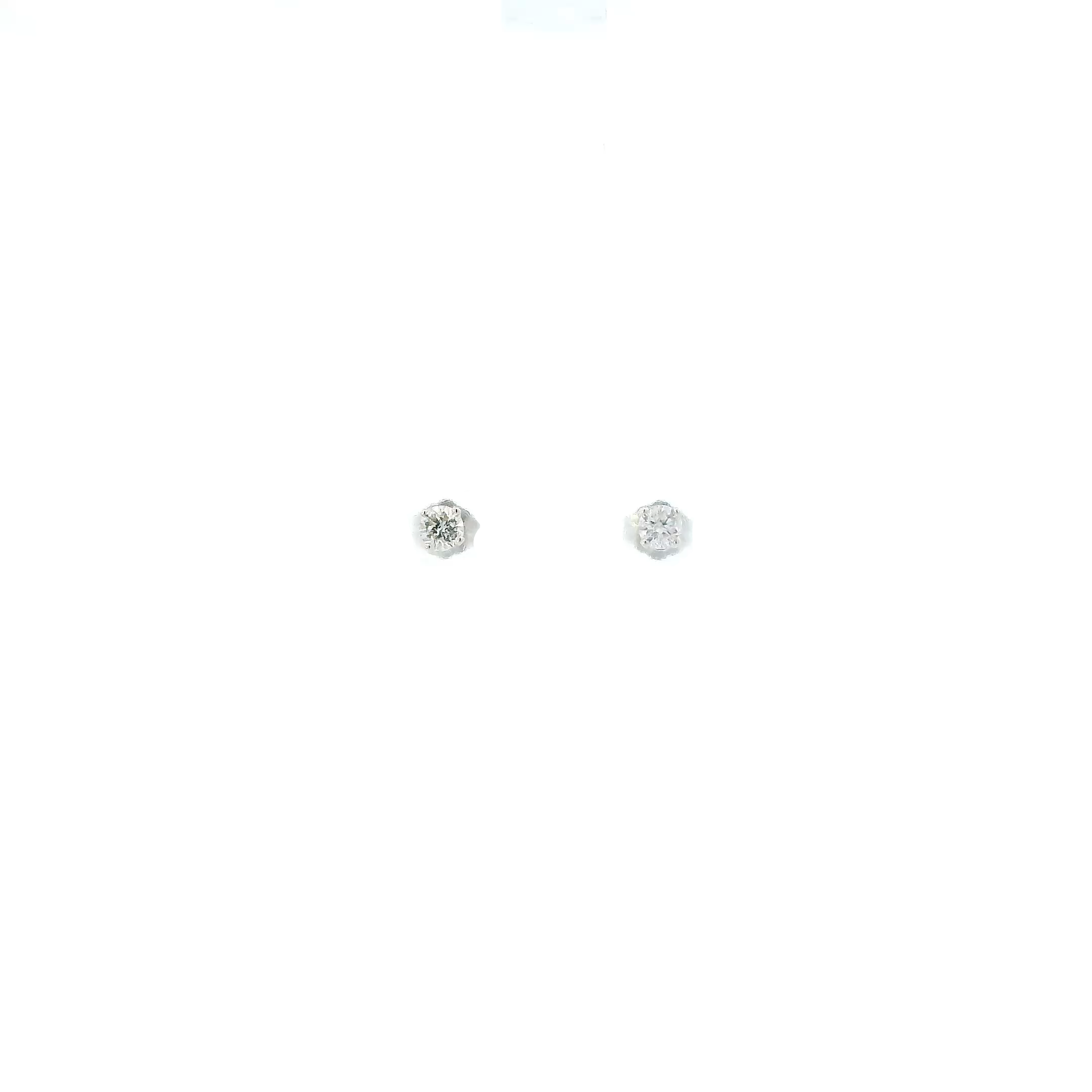 14K White Gold Solitaire Diamond Earrings - 0.30ct