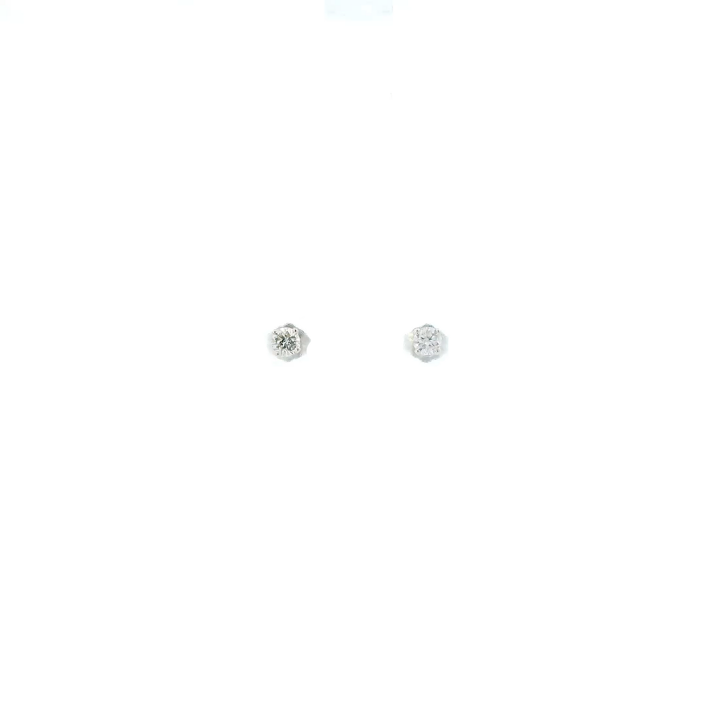 14K White Gold Solitaire Diamond Earrings - 0.30ct