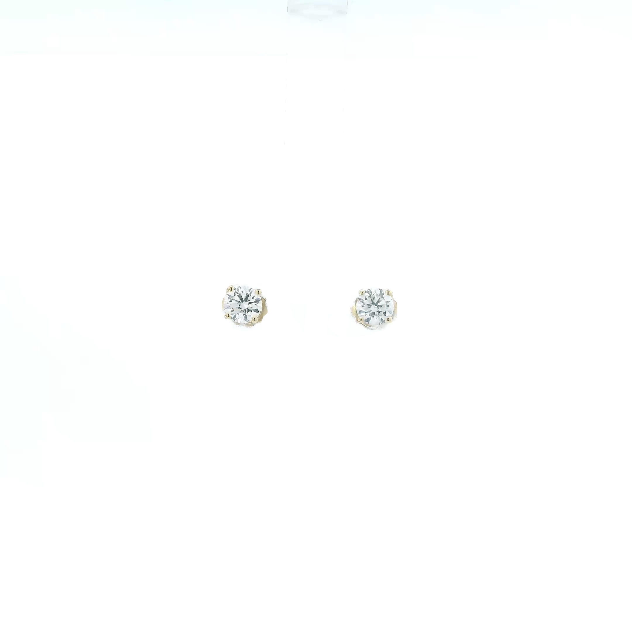 14K Yellow Gold Lab Grown Diamond Solitaire Earrings - 1.00ct