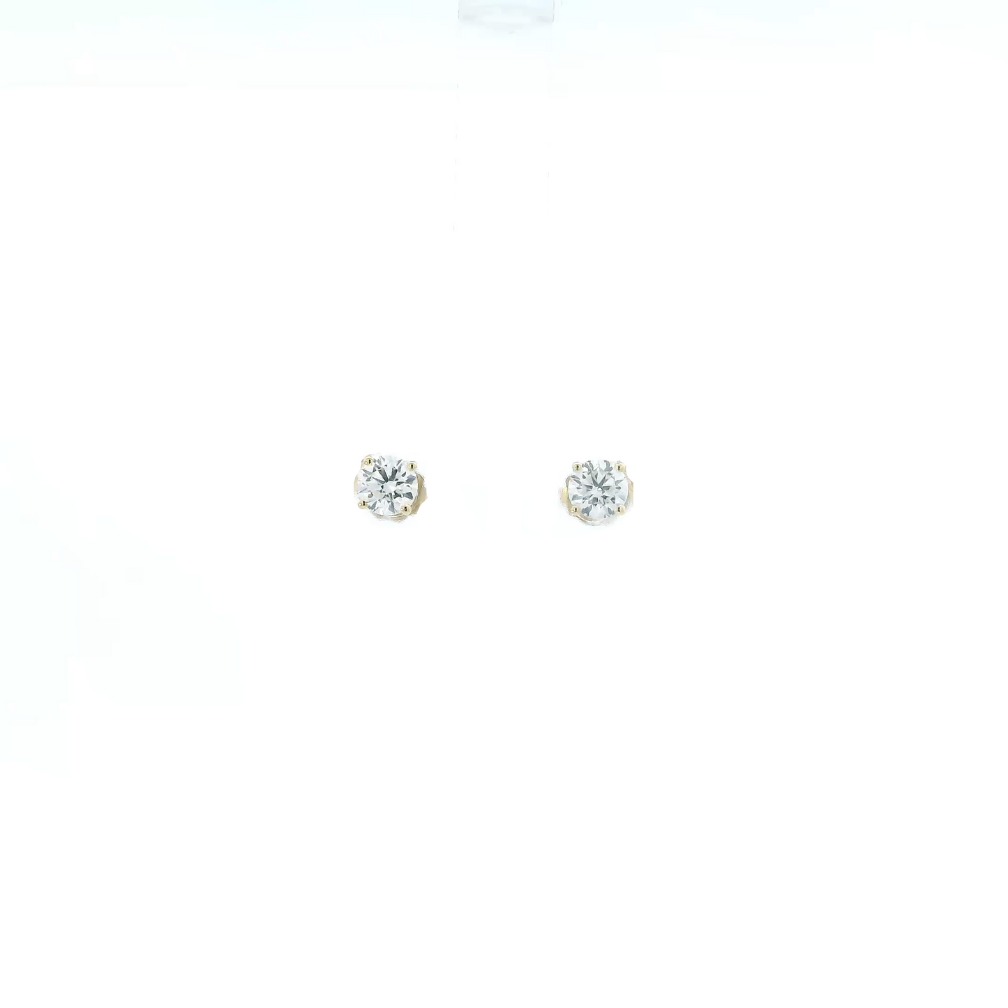 14K Yellow Gold Lab Grown Diamond Solitaire Earrings - 1.00ct