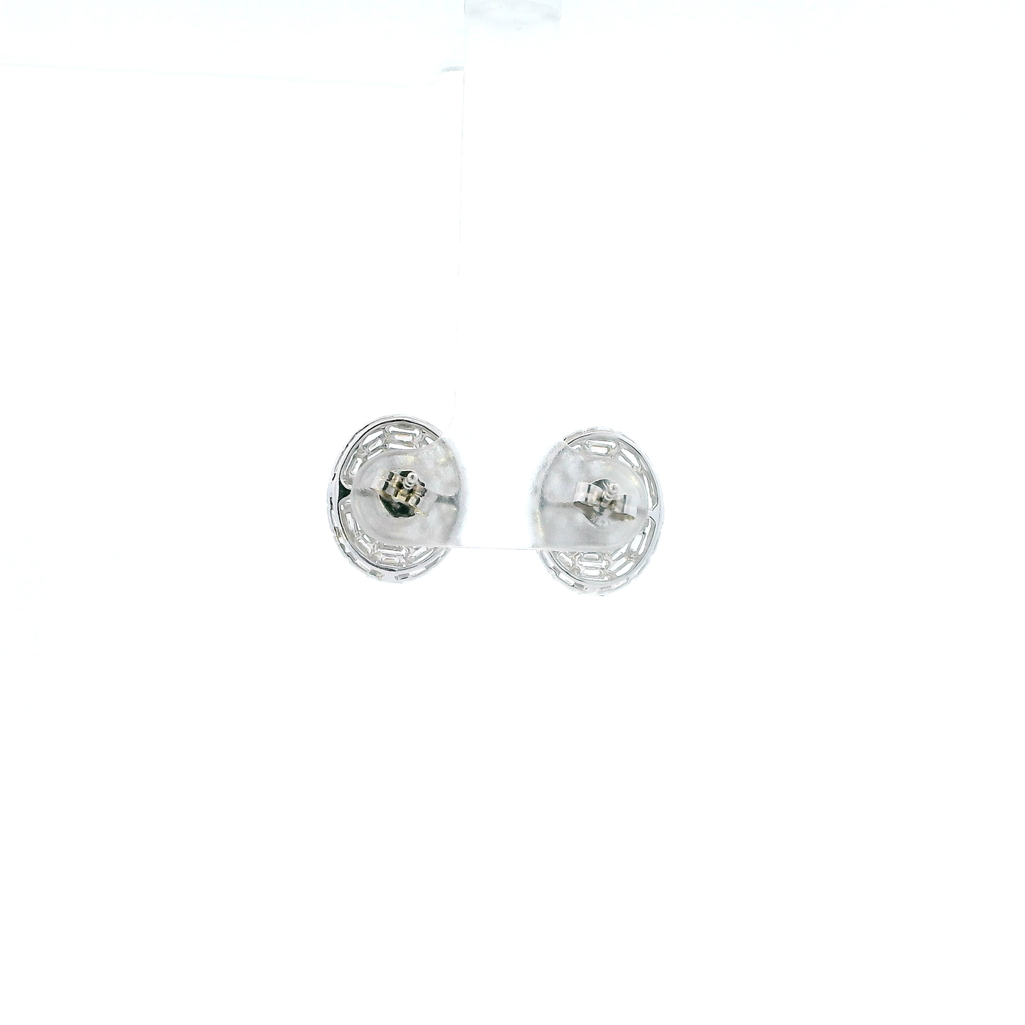 18K White Gold Diamond Oval Earrings - 0.50ct