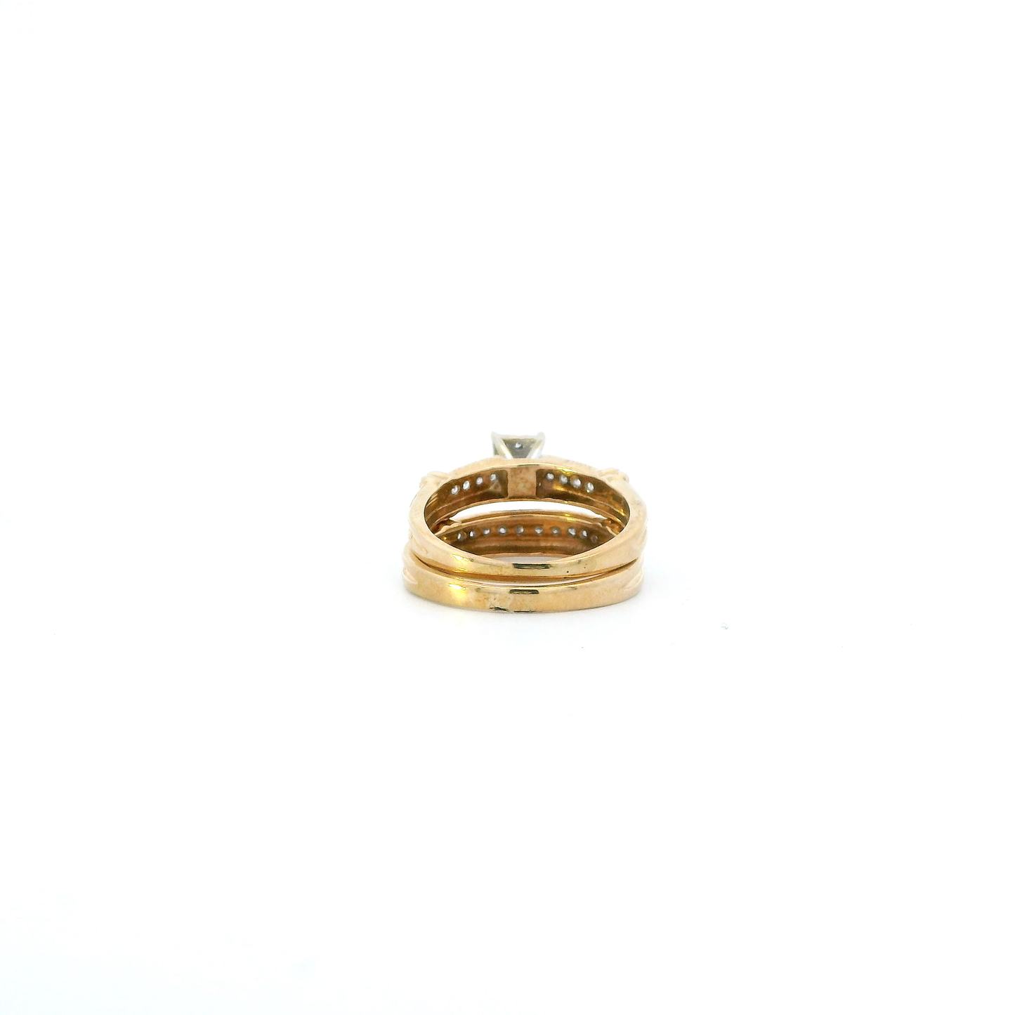 10K Yellow Gold Diamond Womens Engagement & Wedding Ring Set - 0.17ct