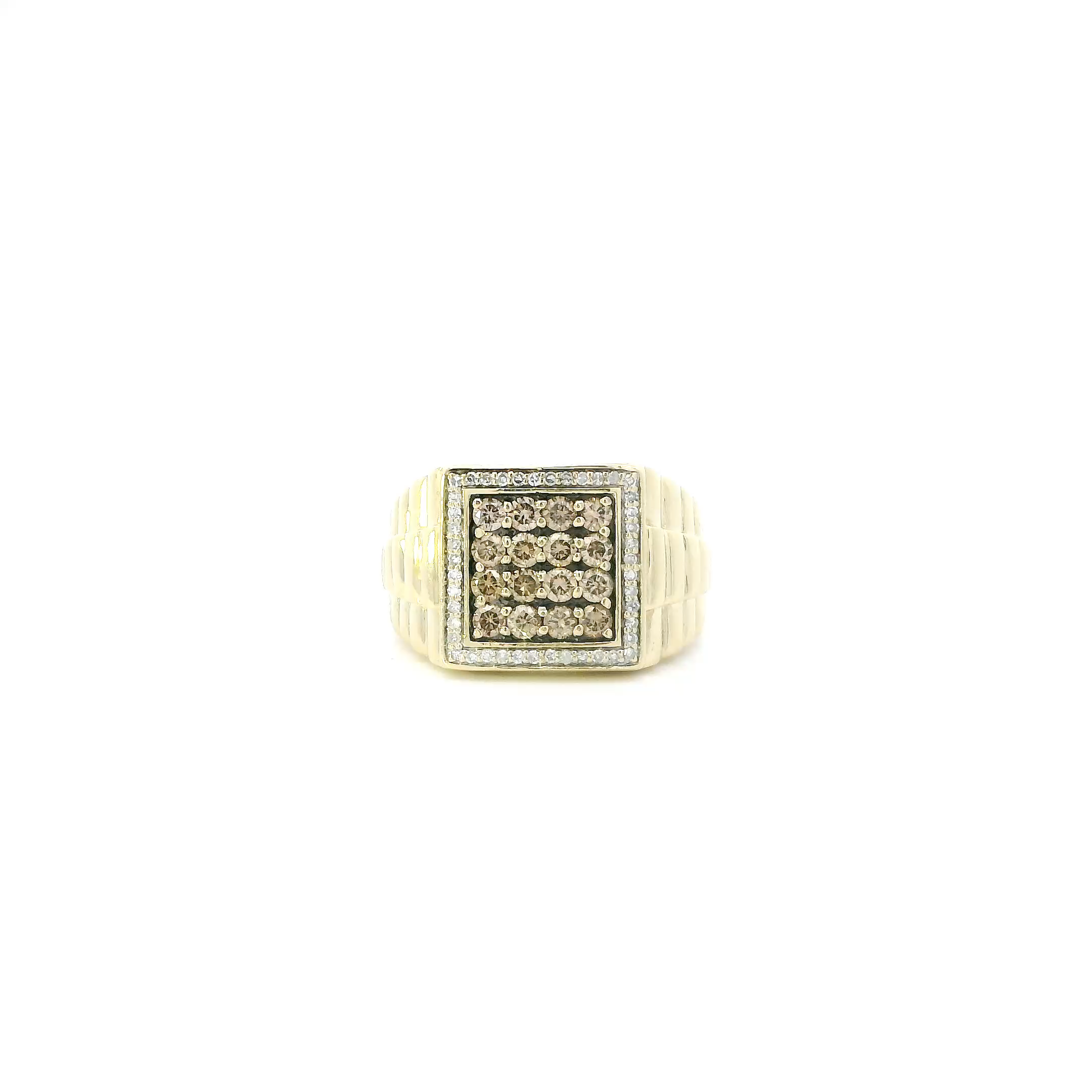 10K Yellow Gold Diamond Rolex Ring Mens Ring - 0.83ct