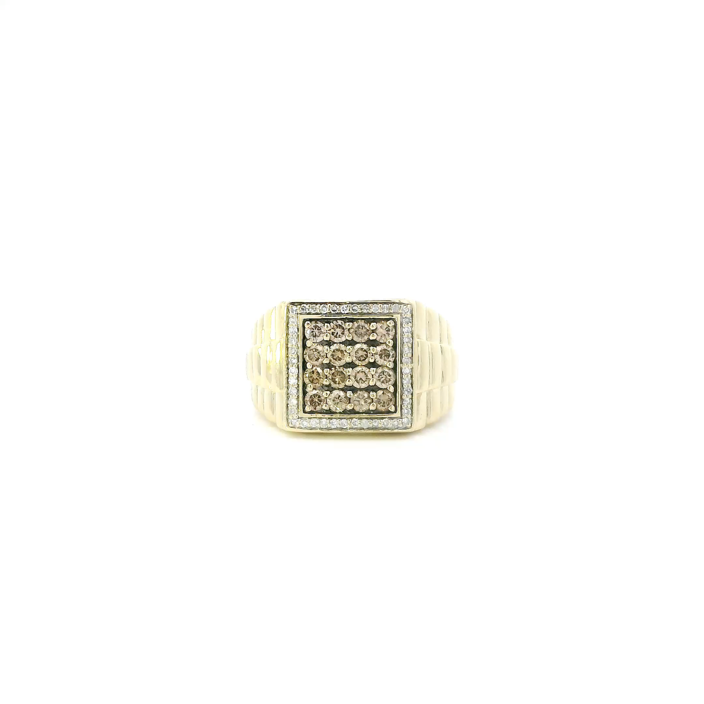 10K Yellow Gold Diamond Rolex Ring Mens Ring - 0.83ct