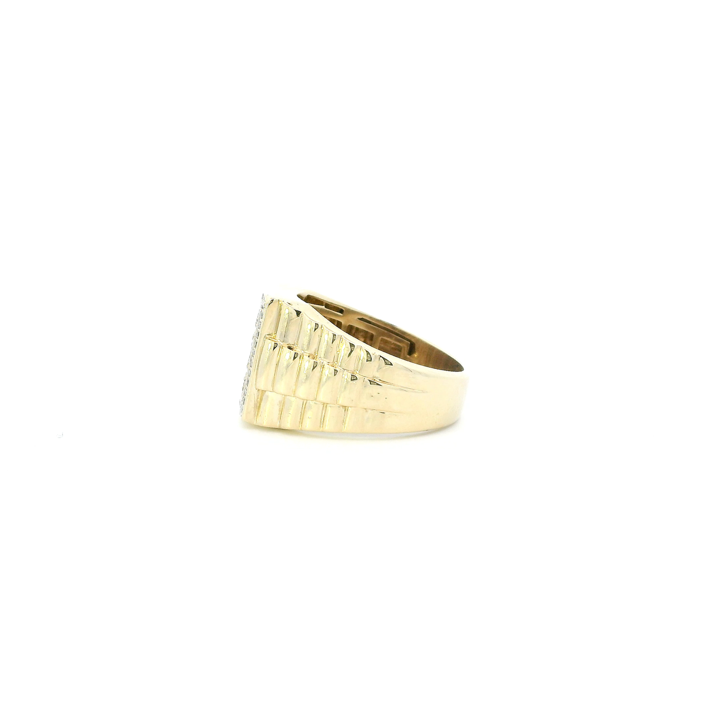 10K Yellow Gold Diamond Rolex Ring Mens Ring - 0.83ct