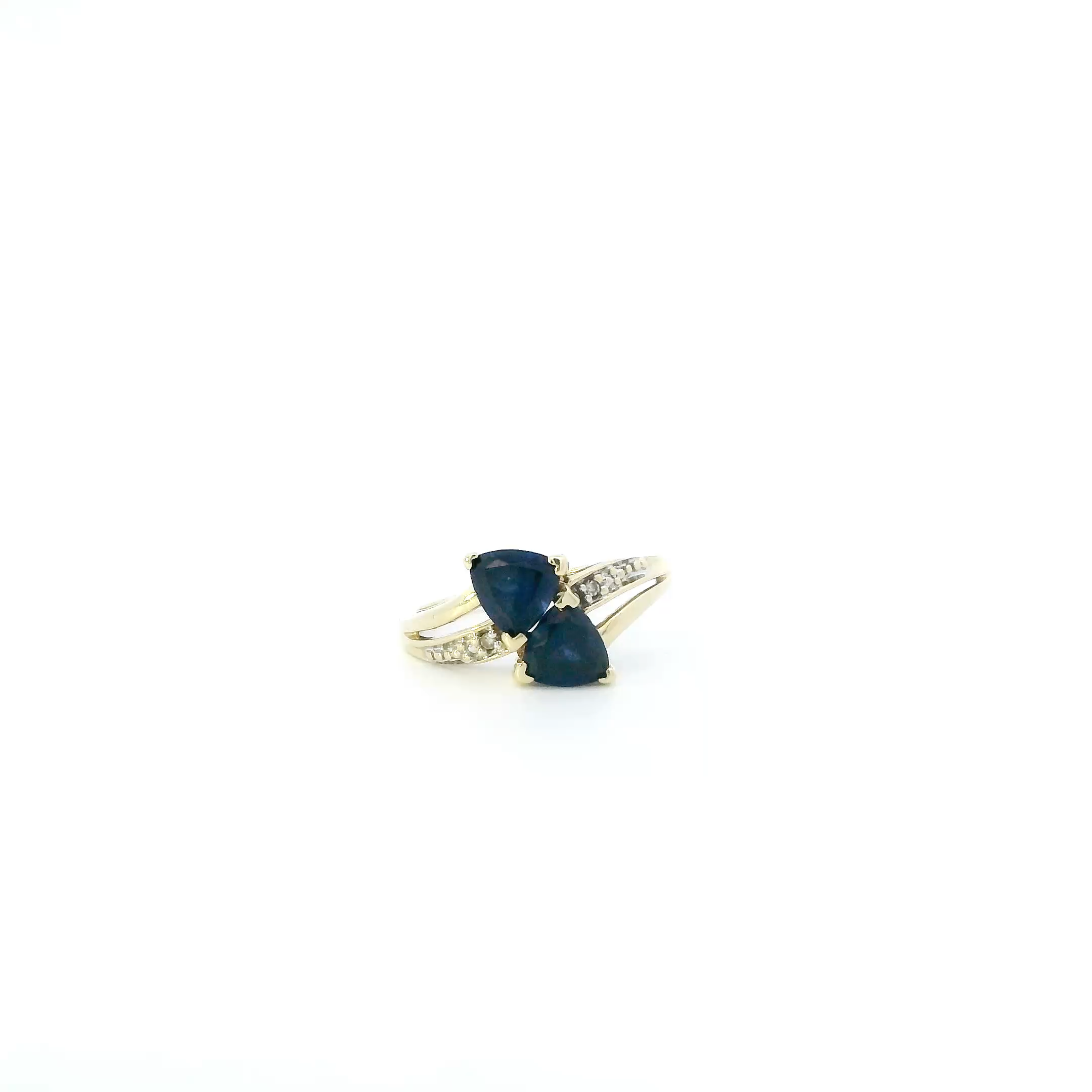 10K Yellow Gold Blue Sapphire Womens Ring