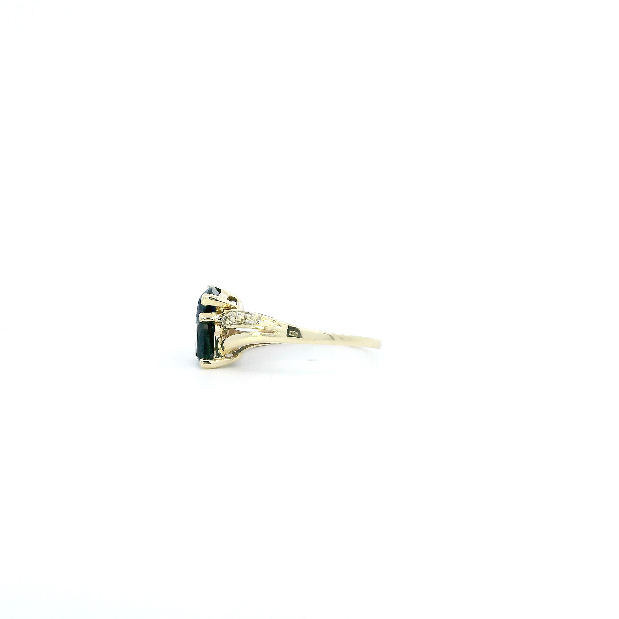 10K Yellow Gold Blue Sapphire Womens Ring