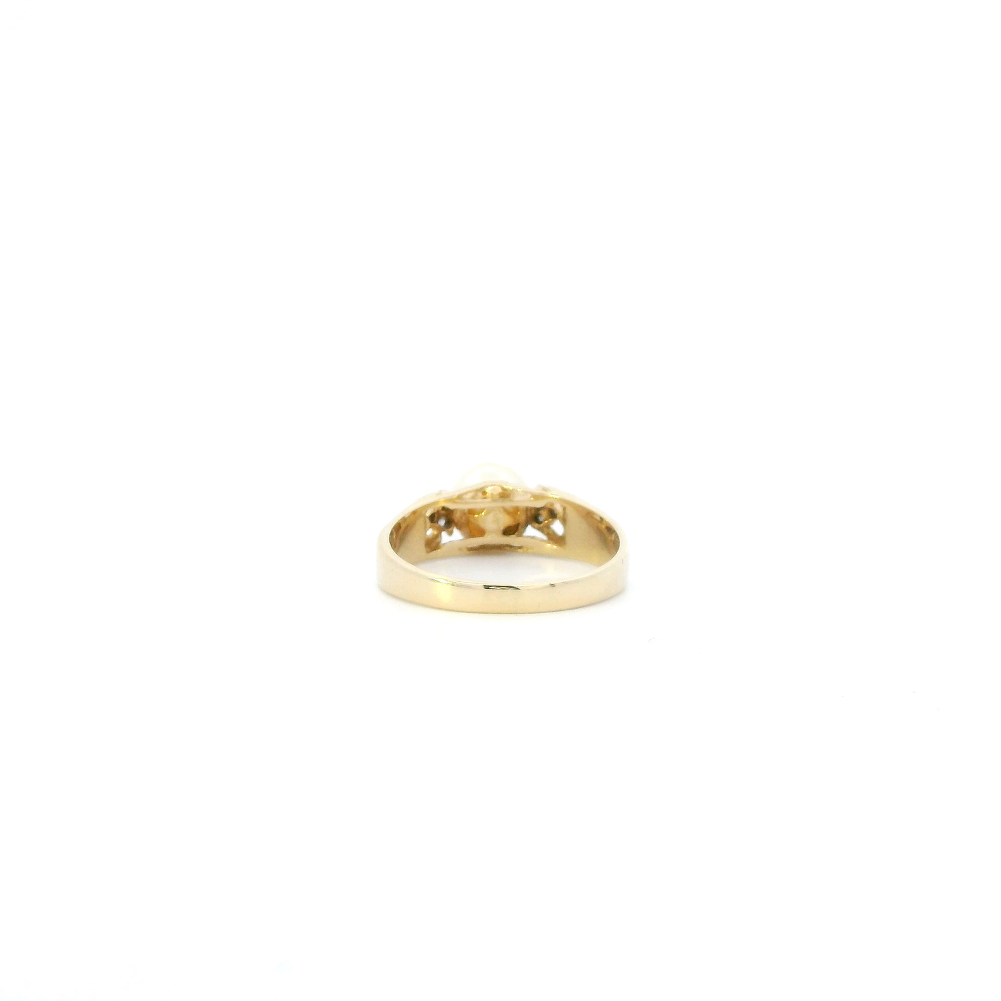 14K Yellow Gold Diamonds & Pearl Womens Ring - 0.09ct