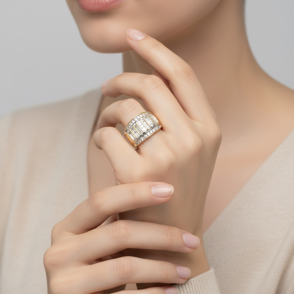 10K Yellow Gold Diamond Womens Ring - 0.68ct