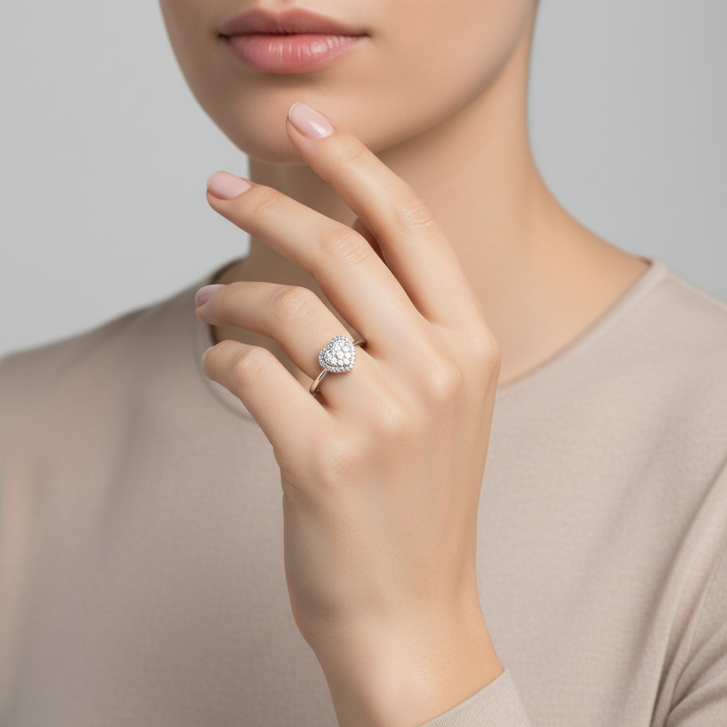 10K White Gold Diamond Heart Ring - 0.25ct