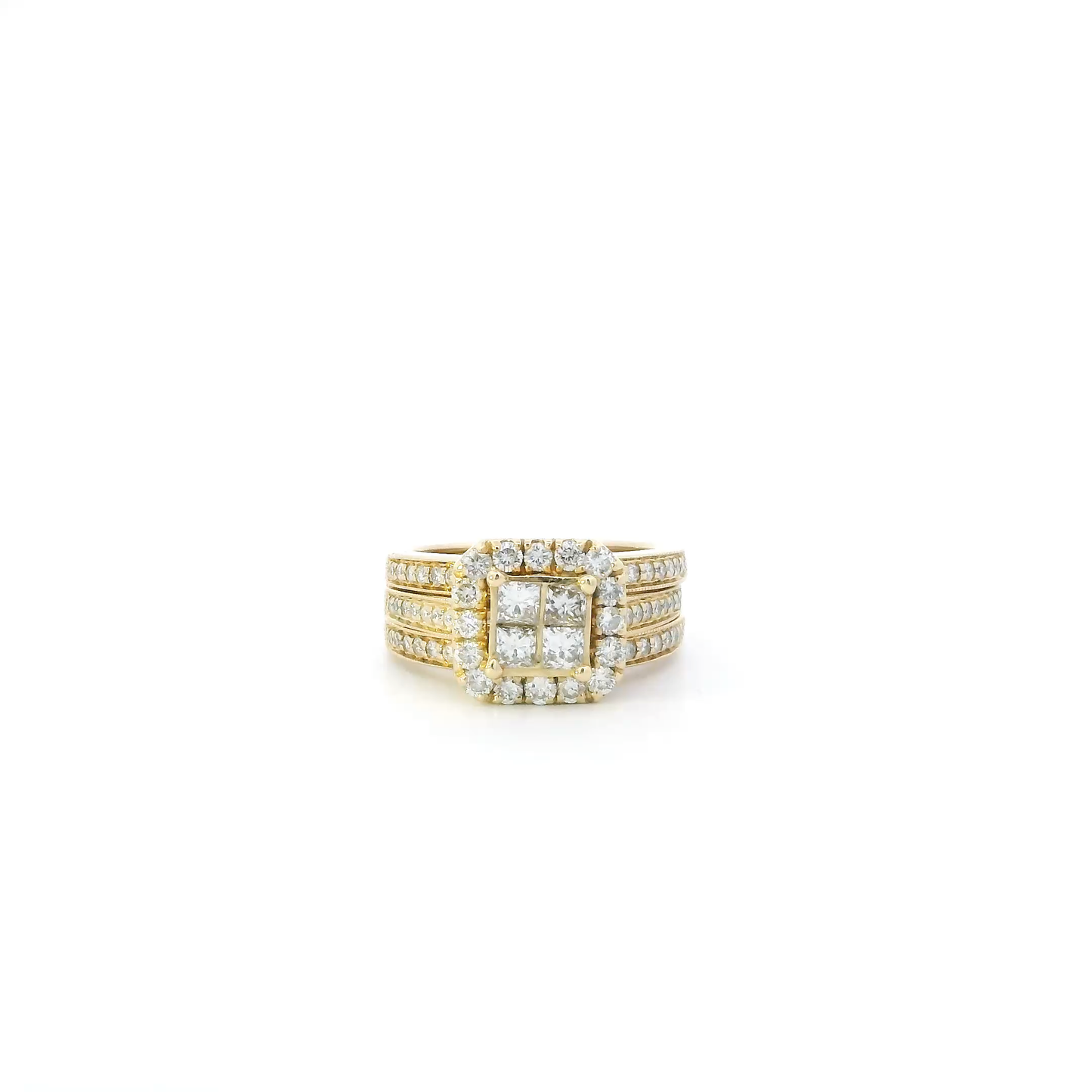 14K Yellow Gold Diamond Womens Engagement & Wedding Ring Set - 1.25