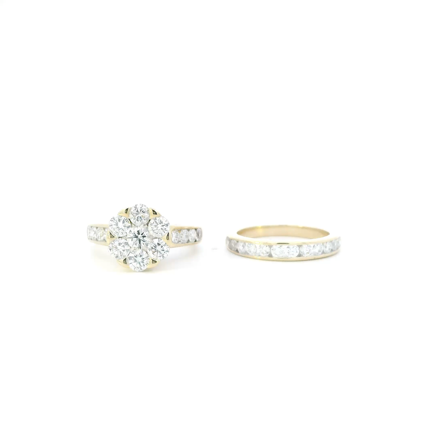 14K Yellow Gold Lab Grown Diamond Women Engagement & Wedding Ring Set -  3.10ct