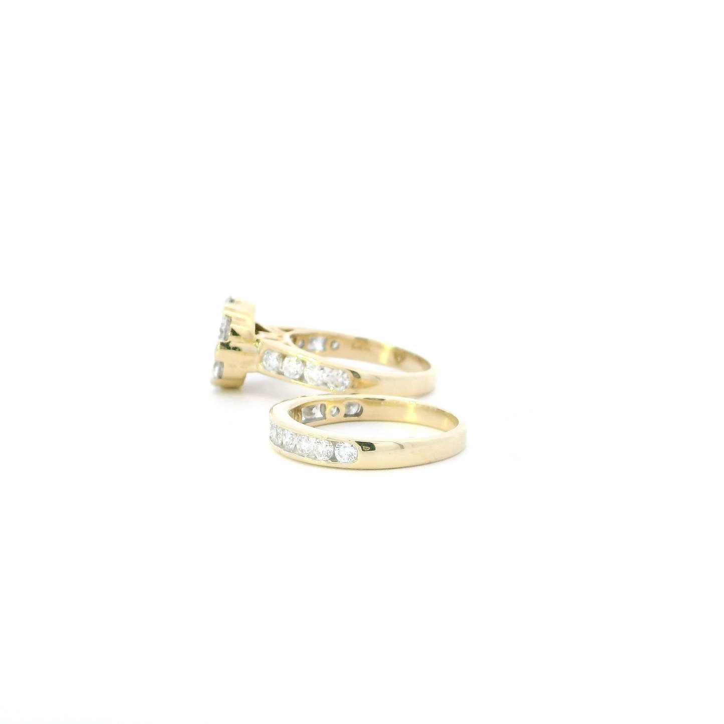 14K Yellow Gold Lab Grown Diamond Women Engagement & Wedding Ring Set -  3.10ct