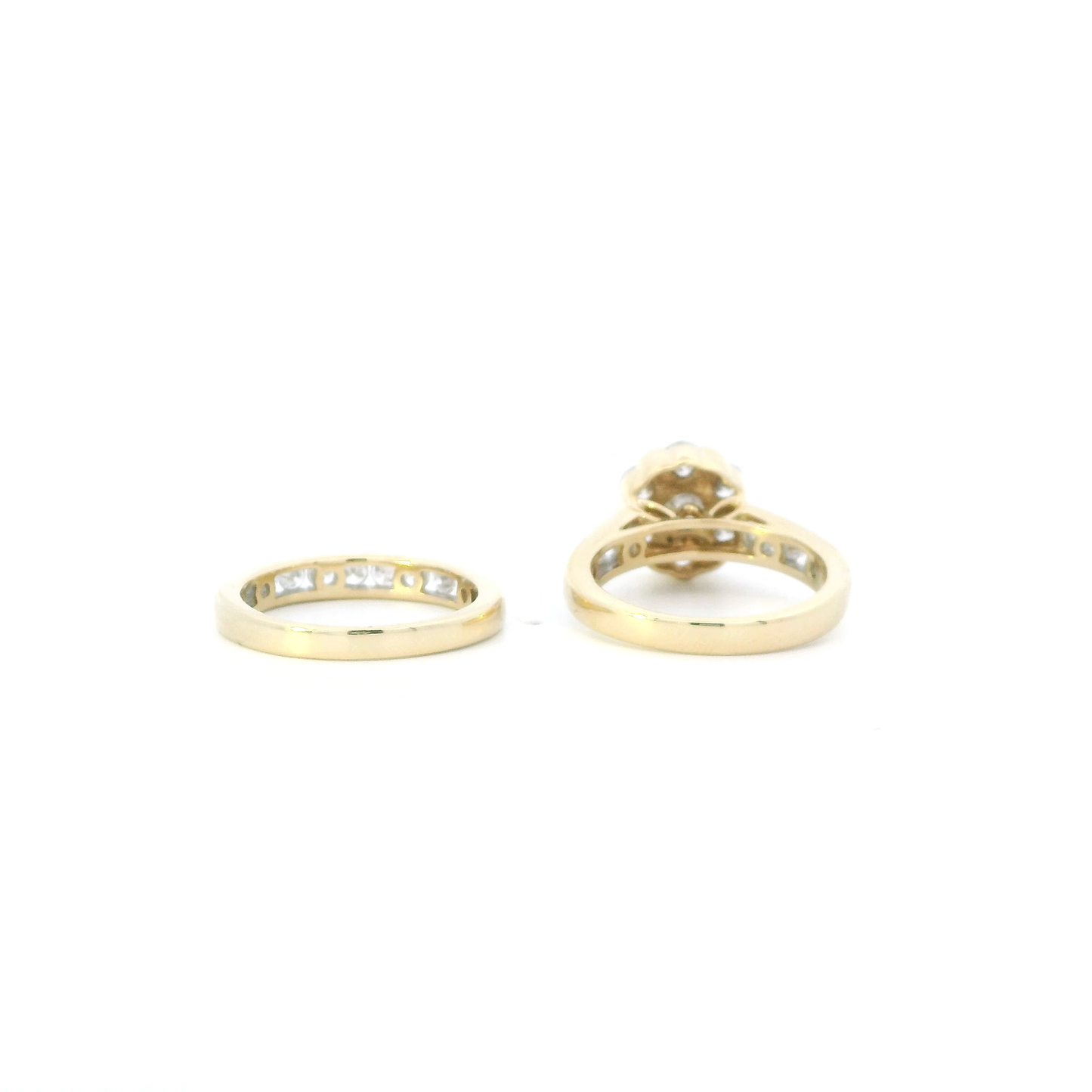 14K Yellow Gold Lab Grown Diamond Women Engagement & Wedding Ring Set -  3.10ct