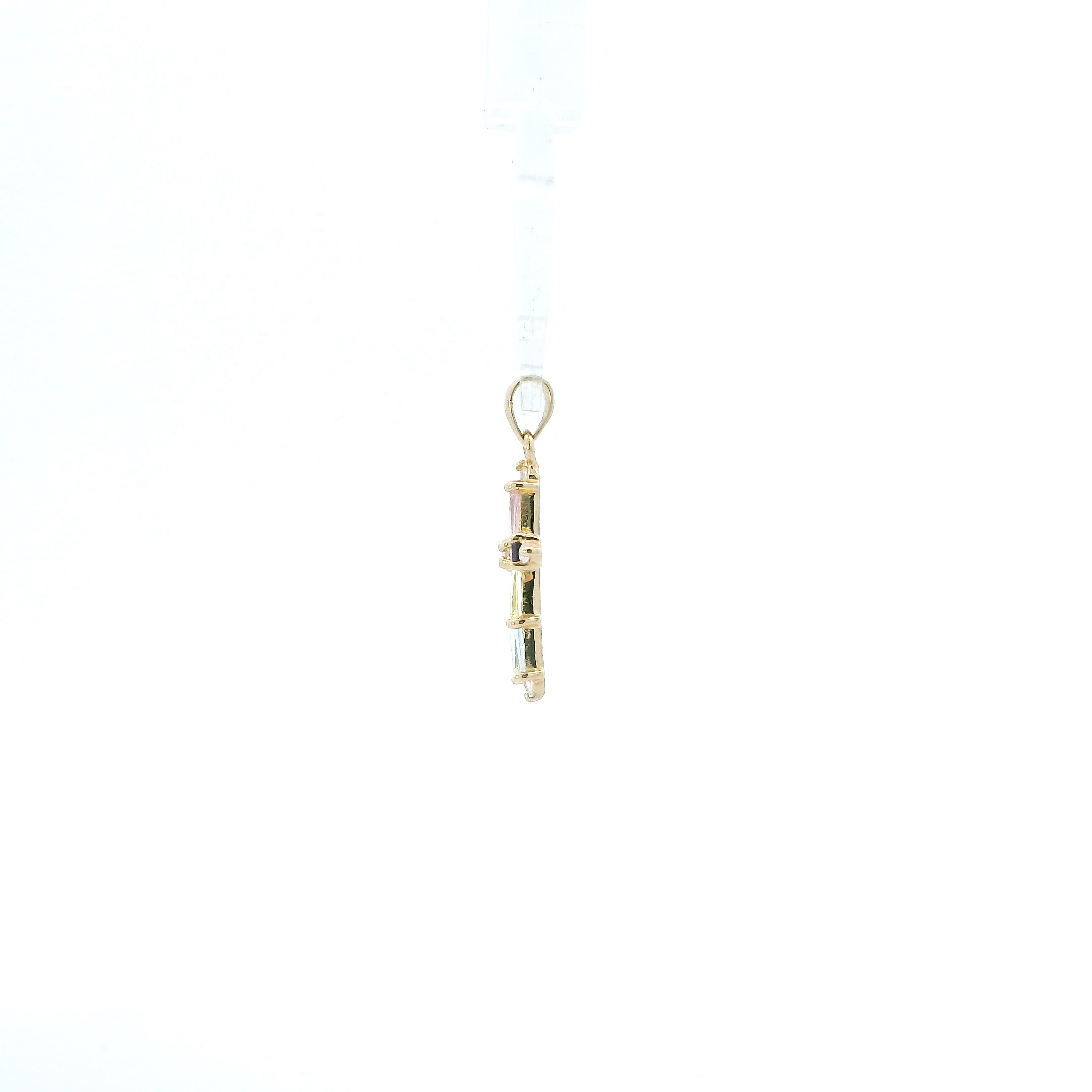 14K Yellow Gold Pink, Purple, Blue, Yellow, Orange Cz Cross