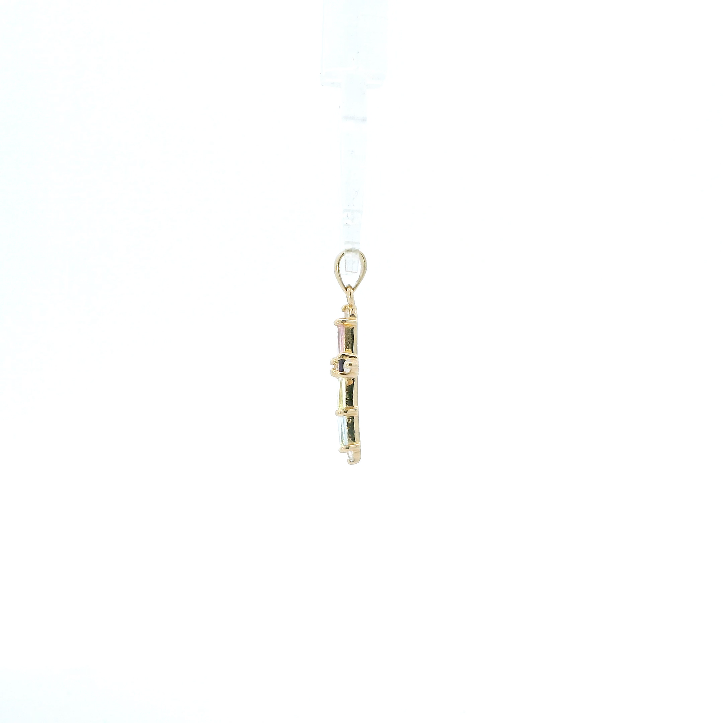 14K Yellow Gold Pink, Purple, Blue, Yellow, Orange Cz Cross