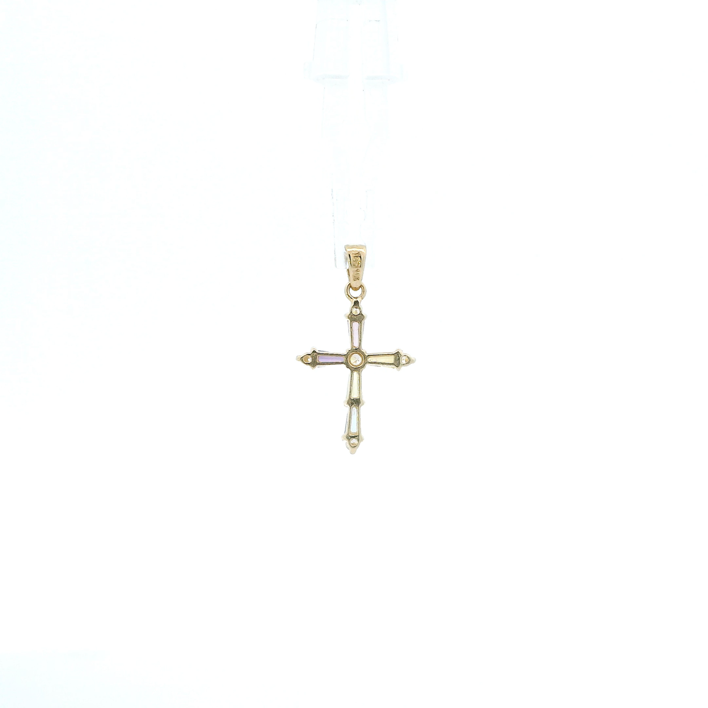 14K Yellow Gold Pink, Purple, Blue, Yellow, Orange Cz Cross