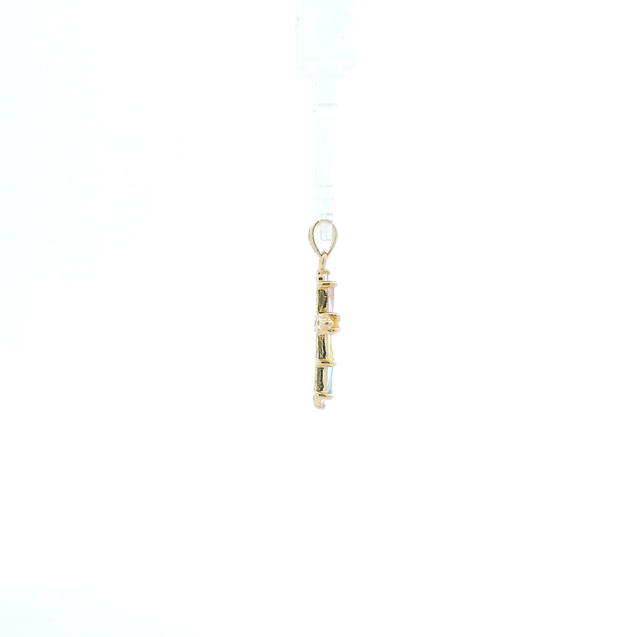 14K Yellow Gold Pink, Purple, Blue, Yellow, Orange Cz Cross