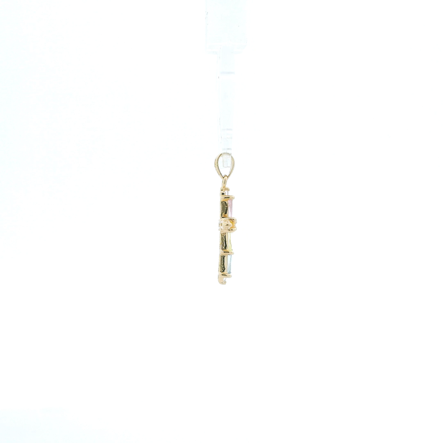 14K Yellow Gold Pink, Purple, Blue, Yellow, Orange Cz Cross