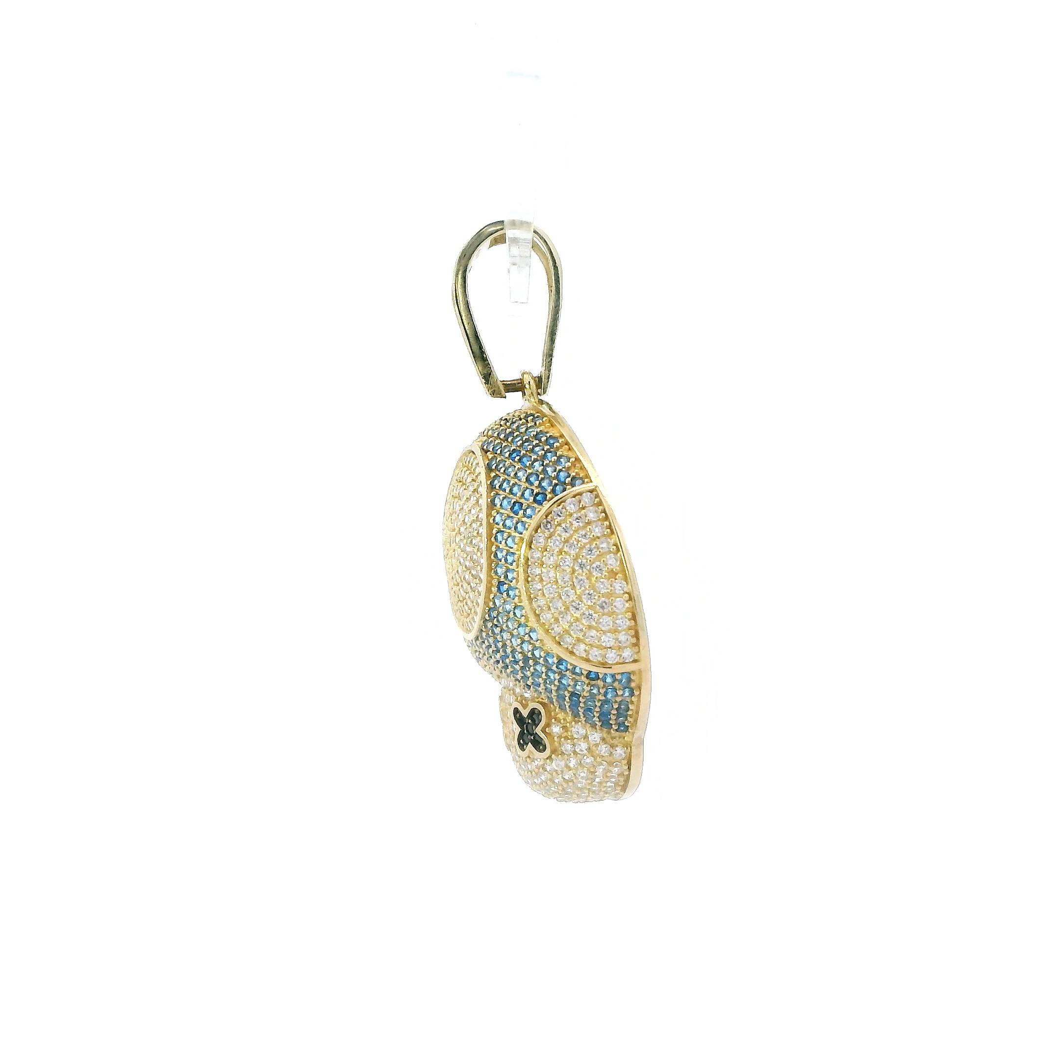 10K Yellow Gold Blue Mushroom Face Pendant