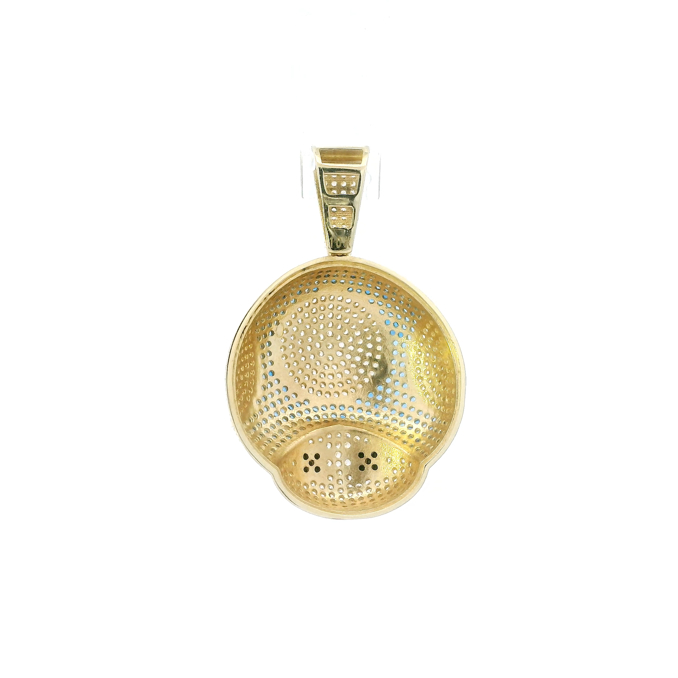 10K Yellow Gold Blue Mushroom Face Pendant