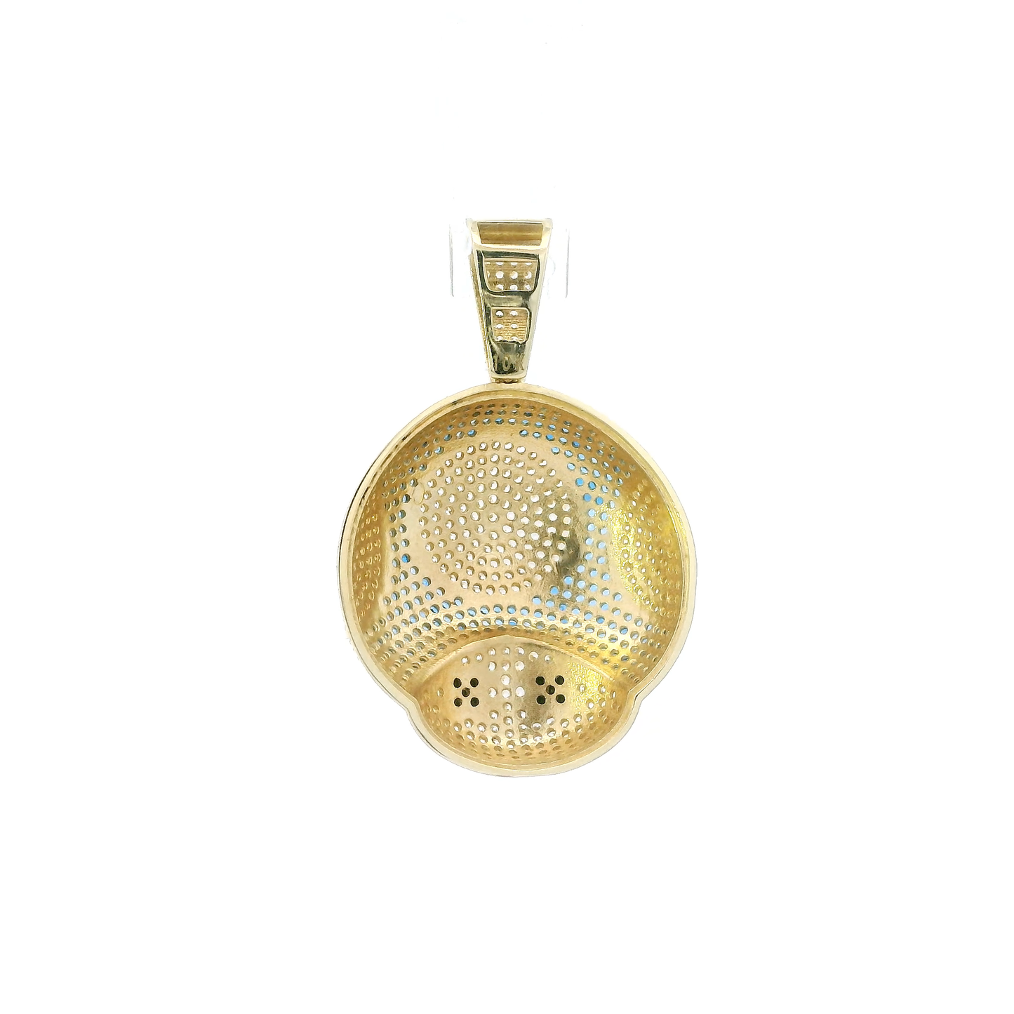 10K Yellow Gold Blue Mushroom Face Pendant