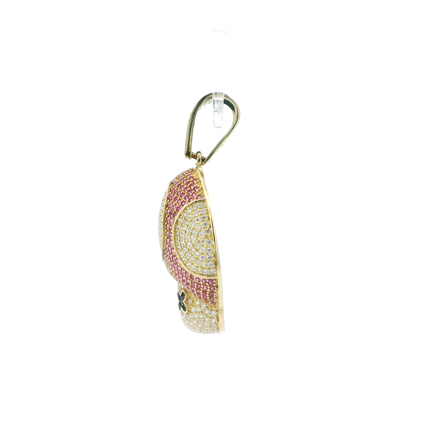 10K Yellow Gold Cz Red Mushroom Face Pendant