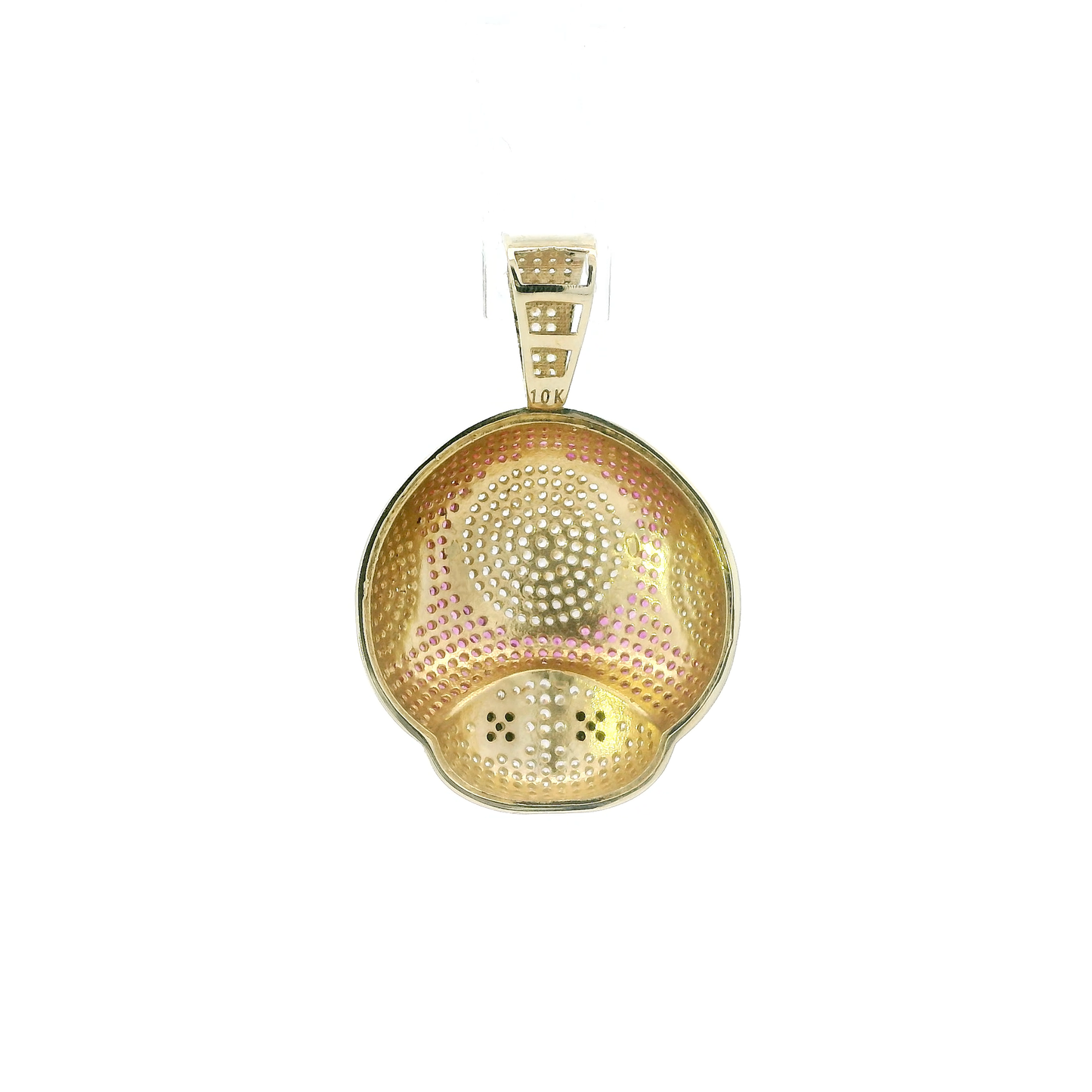 10K Yellow Gold Cz Red Mushroom Face Pendant