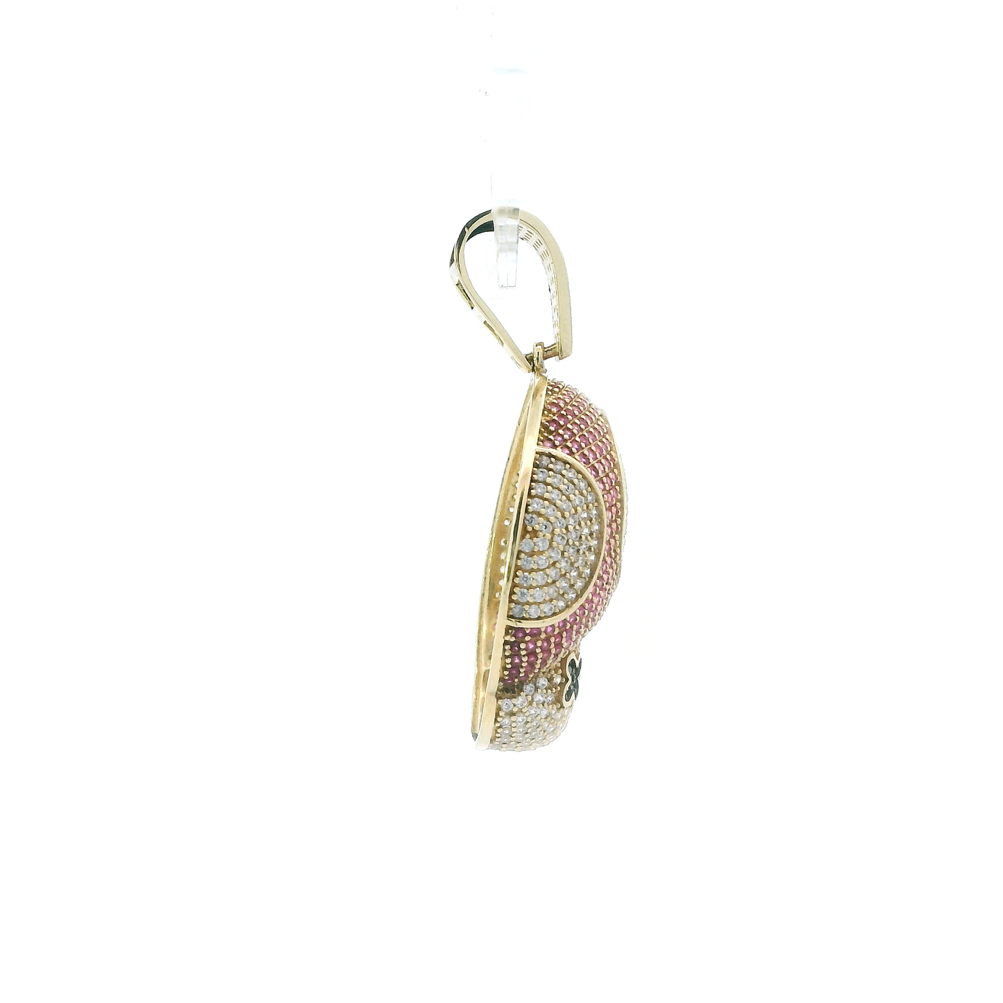 10K Yellow Gold Cz Red Mushroom Face Pendant