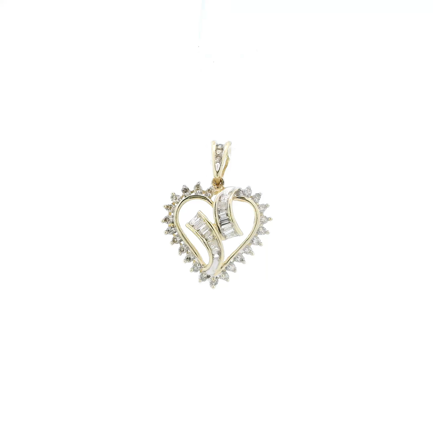 10K Yellow Gold Diamond Heart Pendant