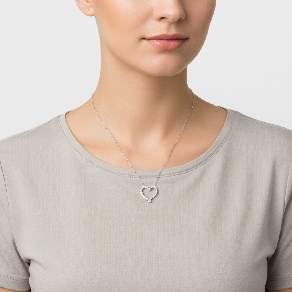 14K Yellow Gold Diamond Heart Pendant - 0.44ct