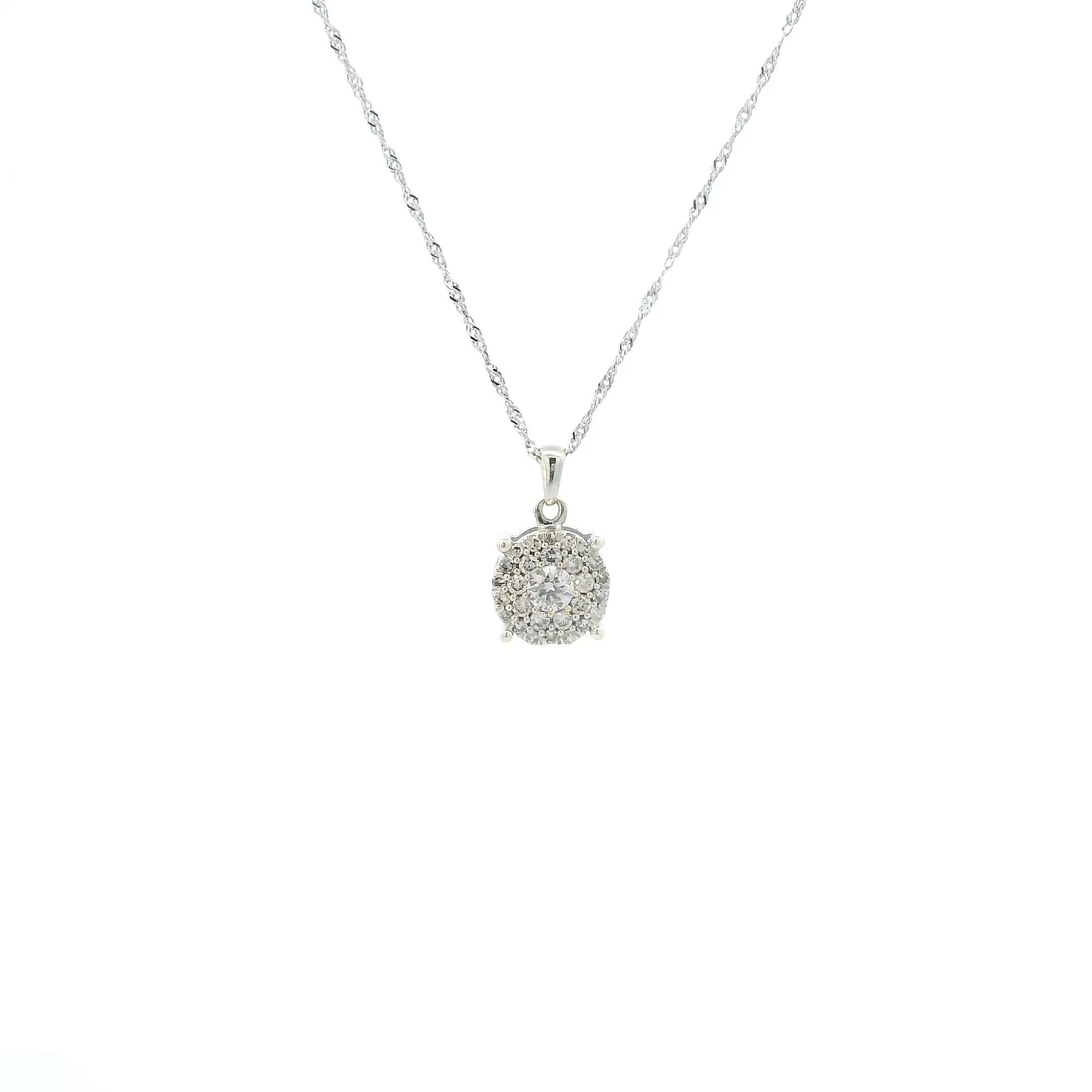 10K White Gold Diamond Pendant & 18