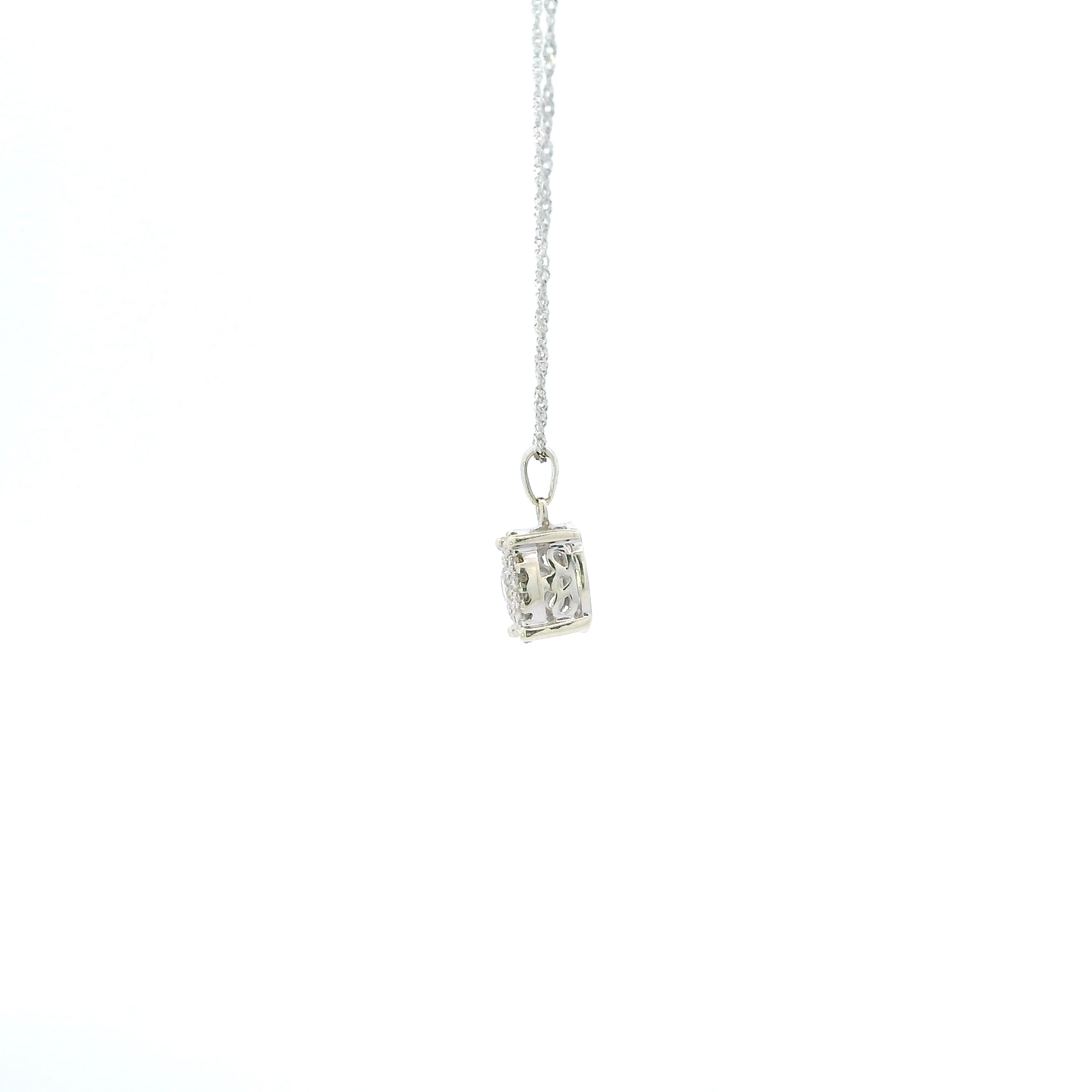 10K White Gold Diamond Pendant & 18" Singapore Chain - 0.24ct