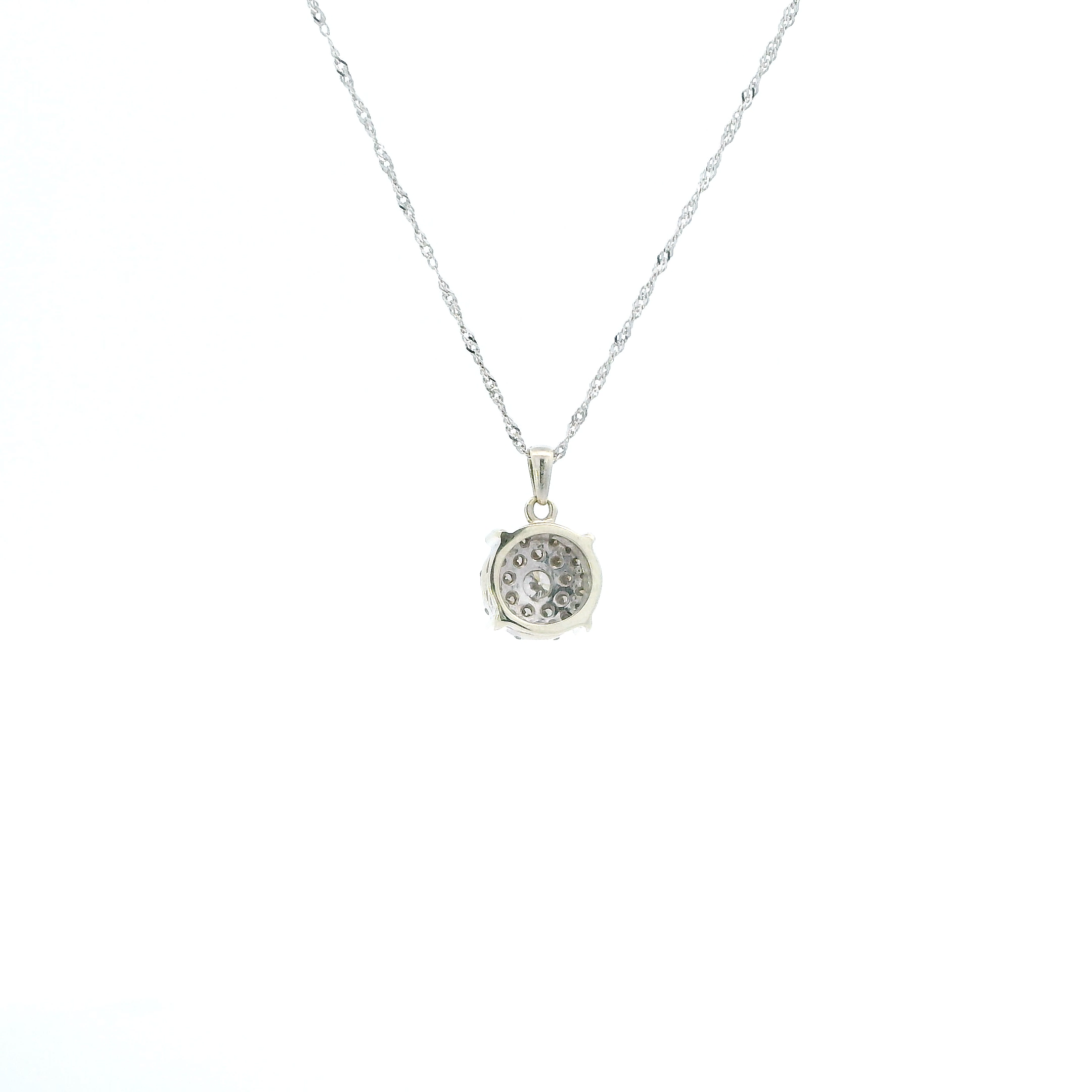 10K White Gold Diamond Pendant & 18