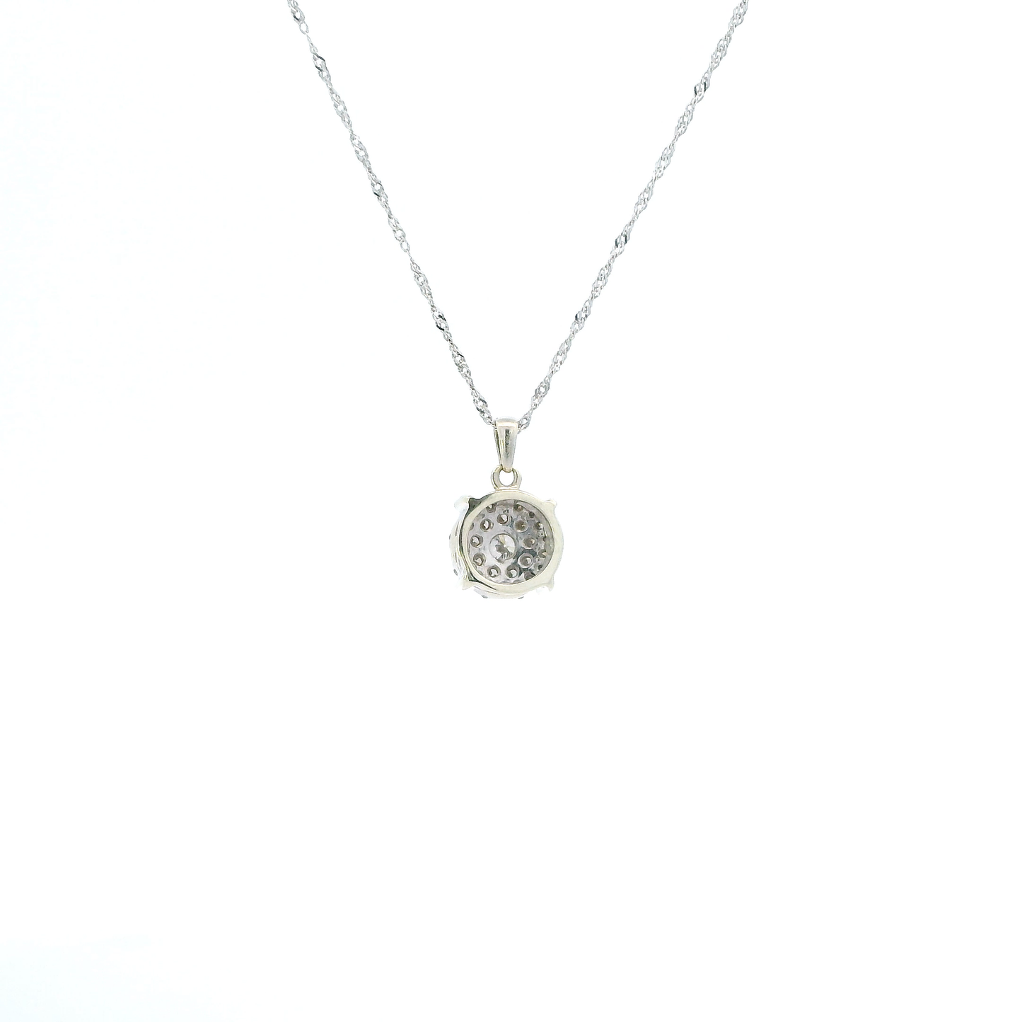 10K White Gold Diamond Pendant & 18" Singapore Chain - 0.24ct