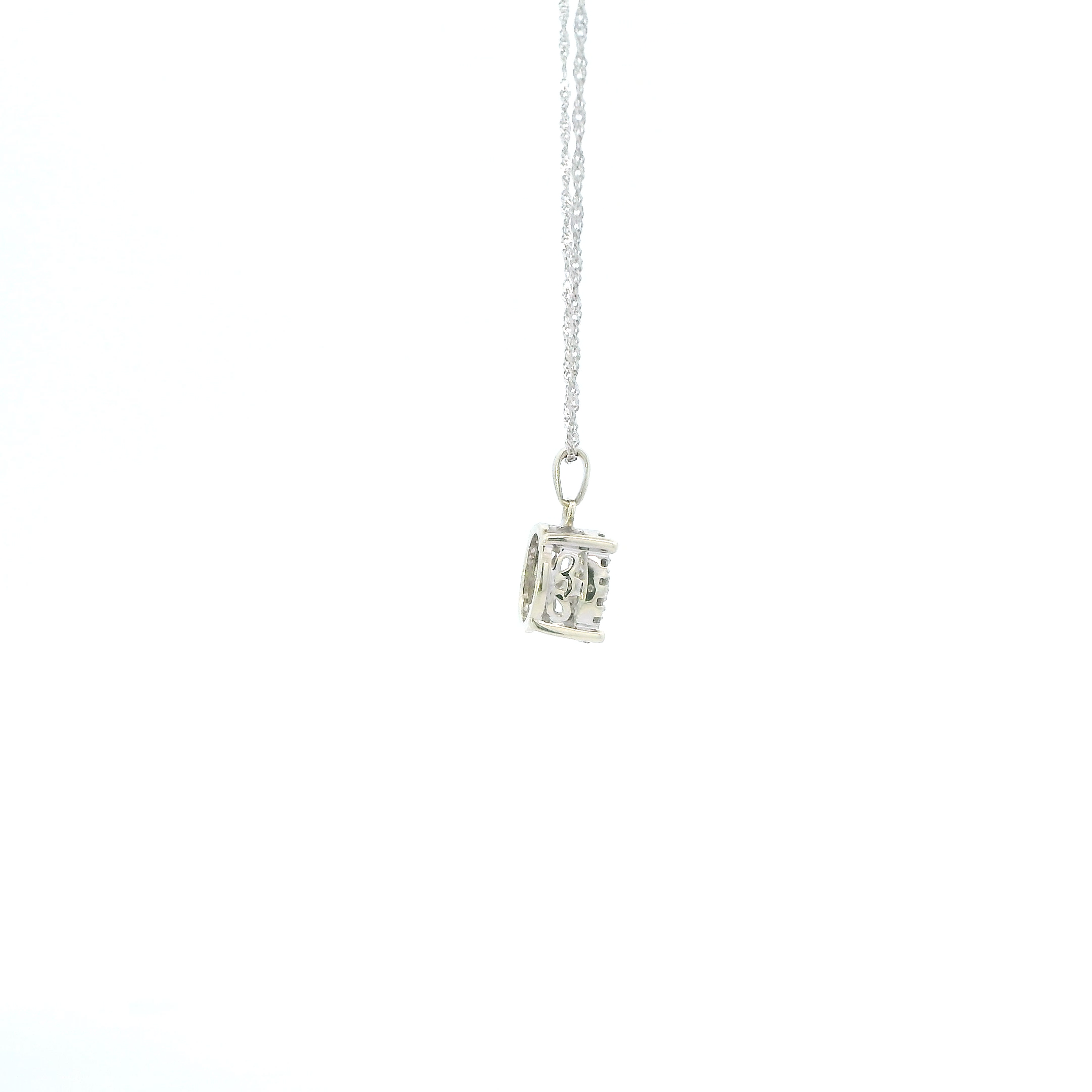 10K White Gold Diamond Pendant & 18