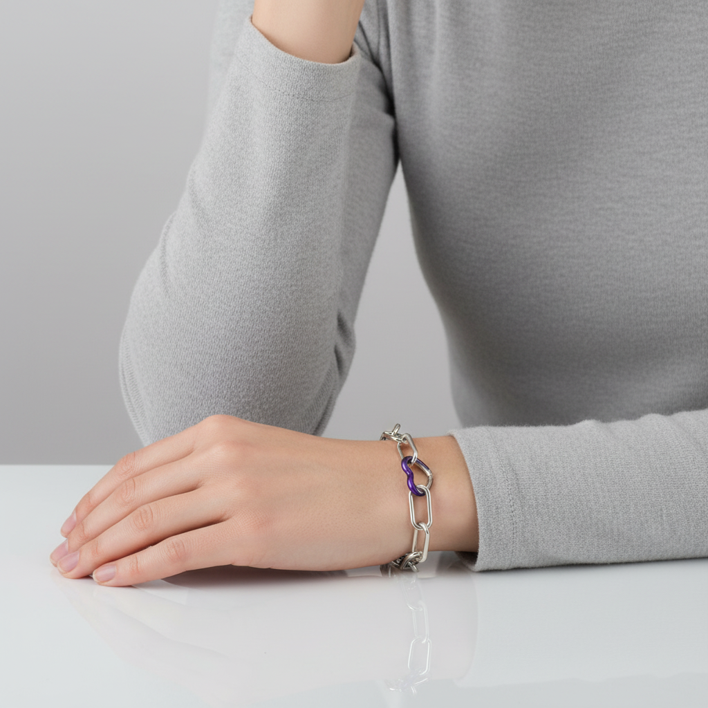 Pandora 8" Purple Heart Link Bracelet