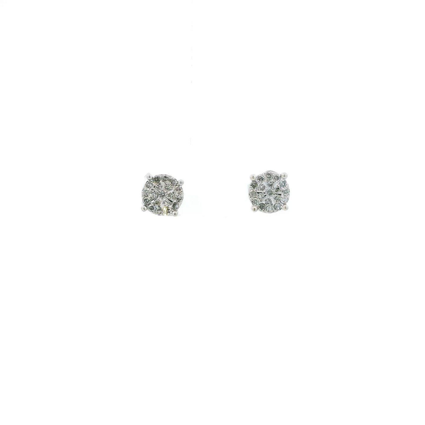 10K White Gold Round Diamond Stud Earrings