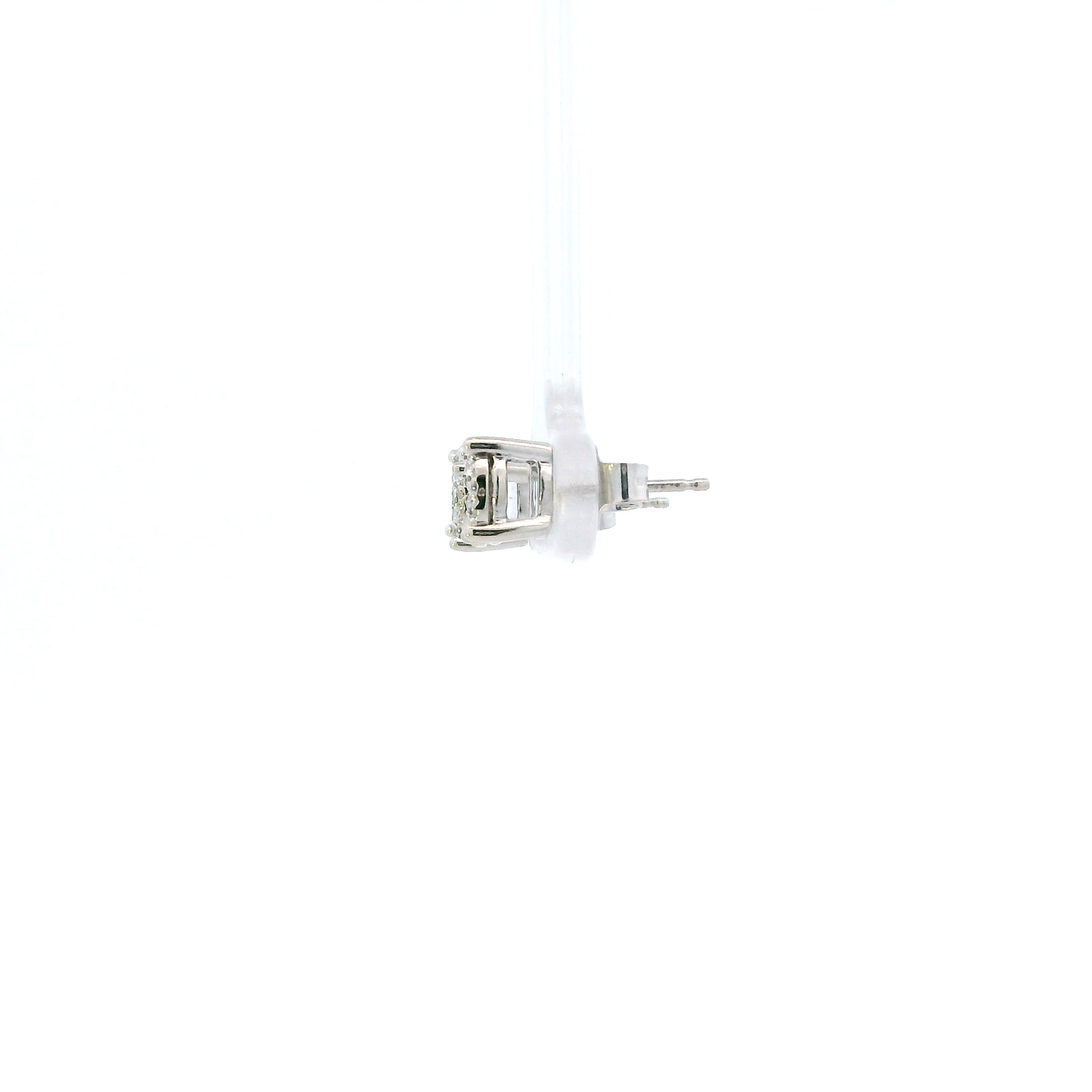 10K White Gold Round Diamond Stud Earrings