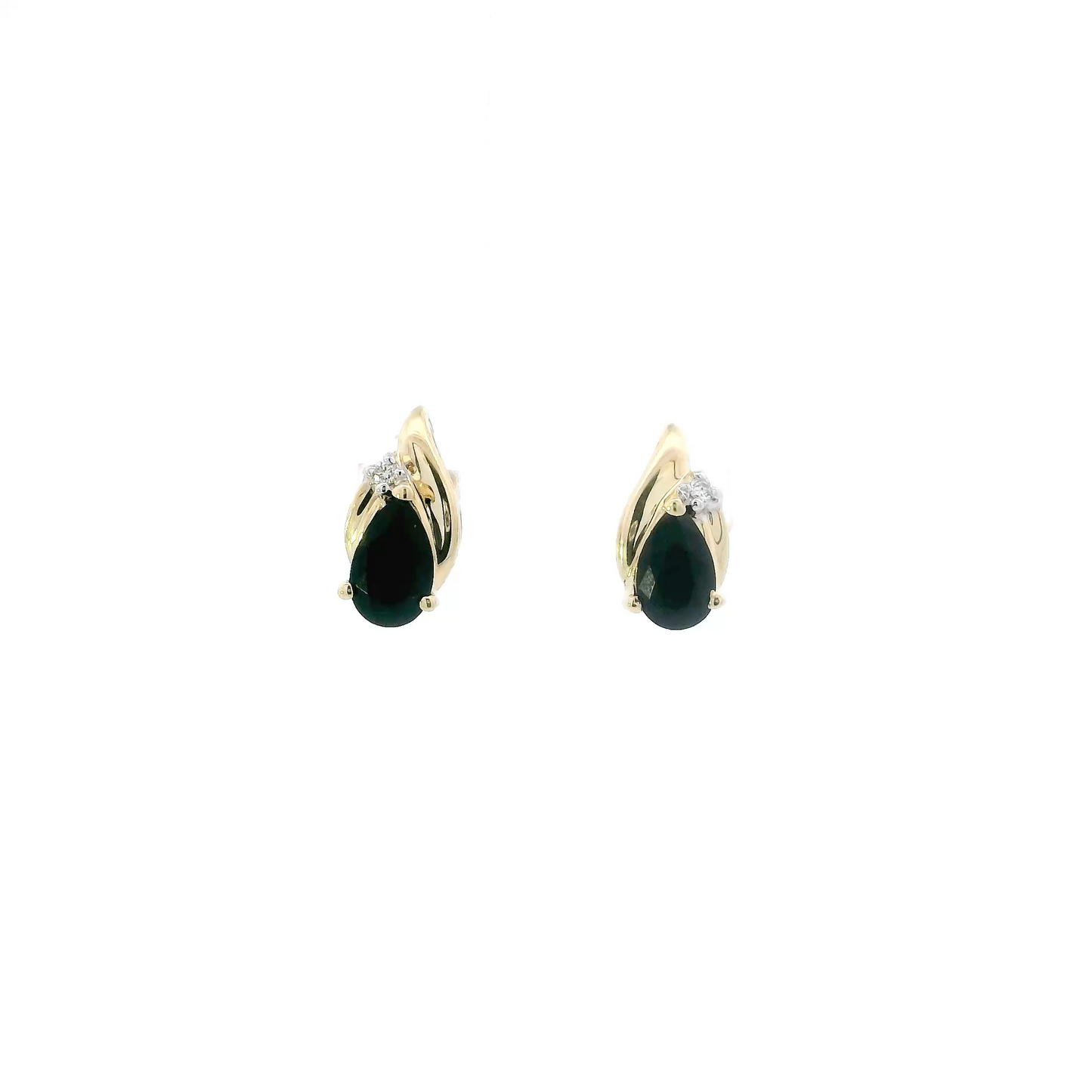 14K Yellow Gold Onyx Stud Earrings
