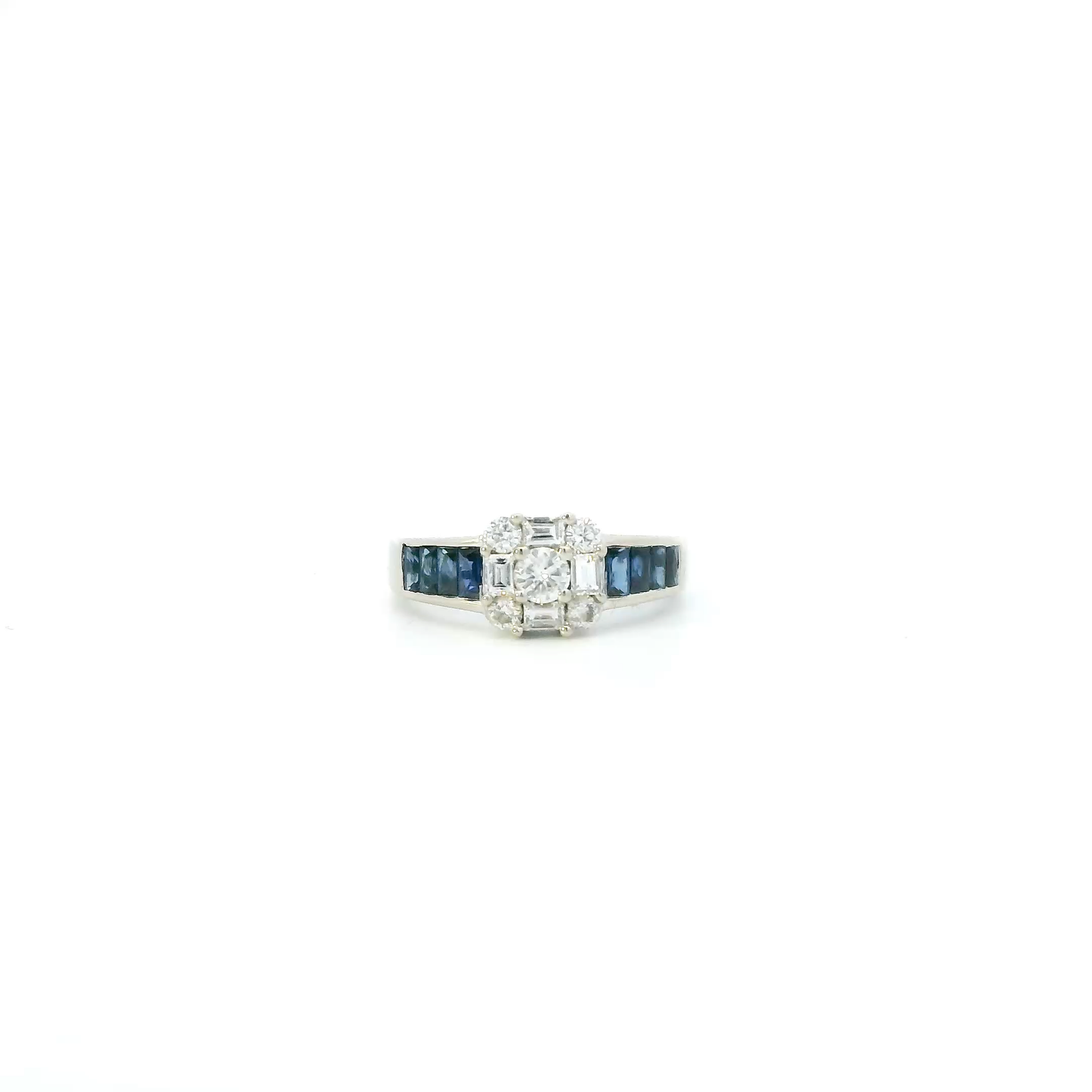 14K White Gold Diamond And Sapphire Womens Ring - 0.35ct