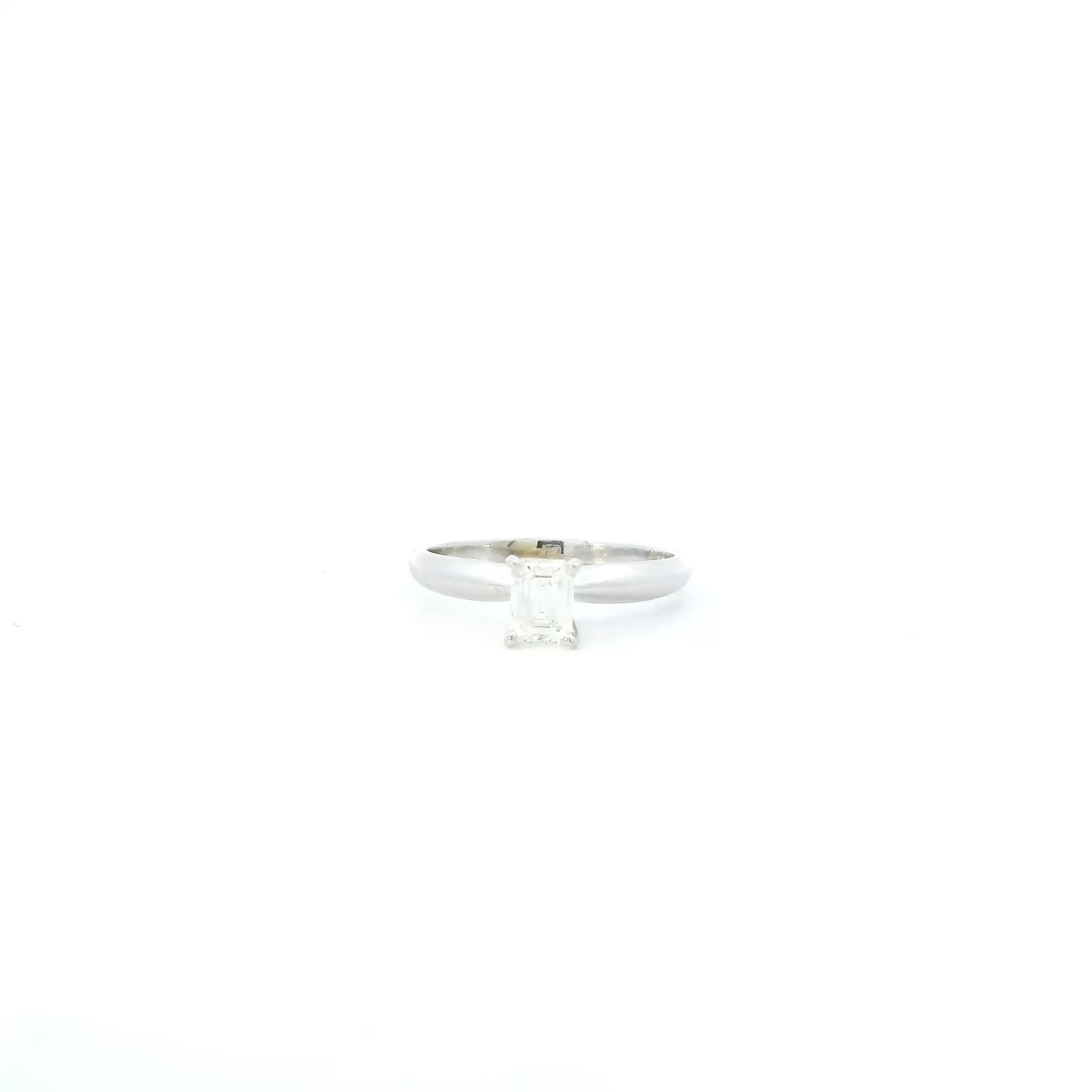 14K White Gold Solitaire Diamond Womens Ring - 0.45ct