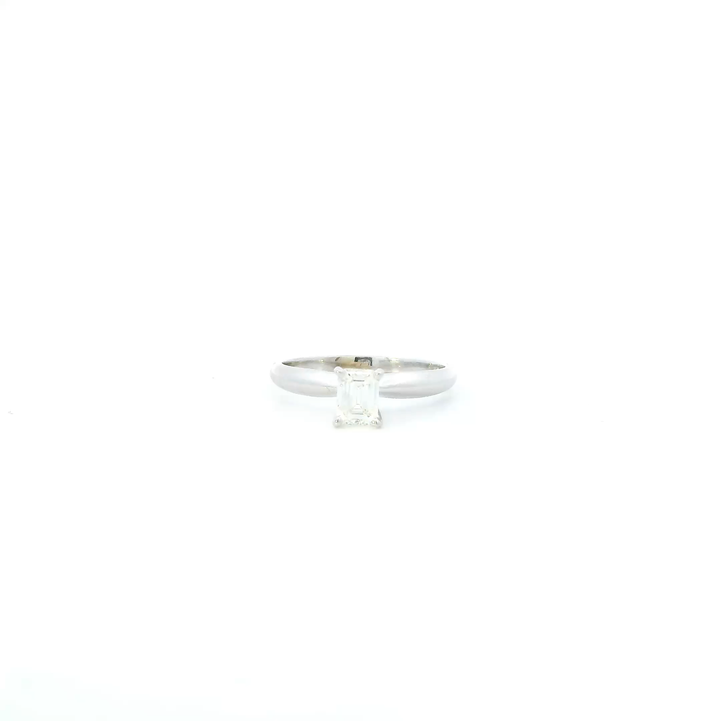 14K White Gold Solitaire Diamond Womens Ring - 0.45ct