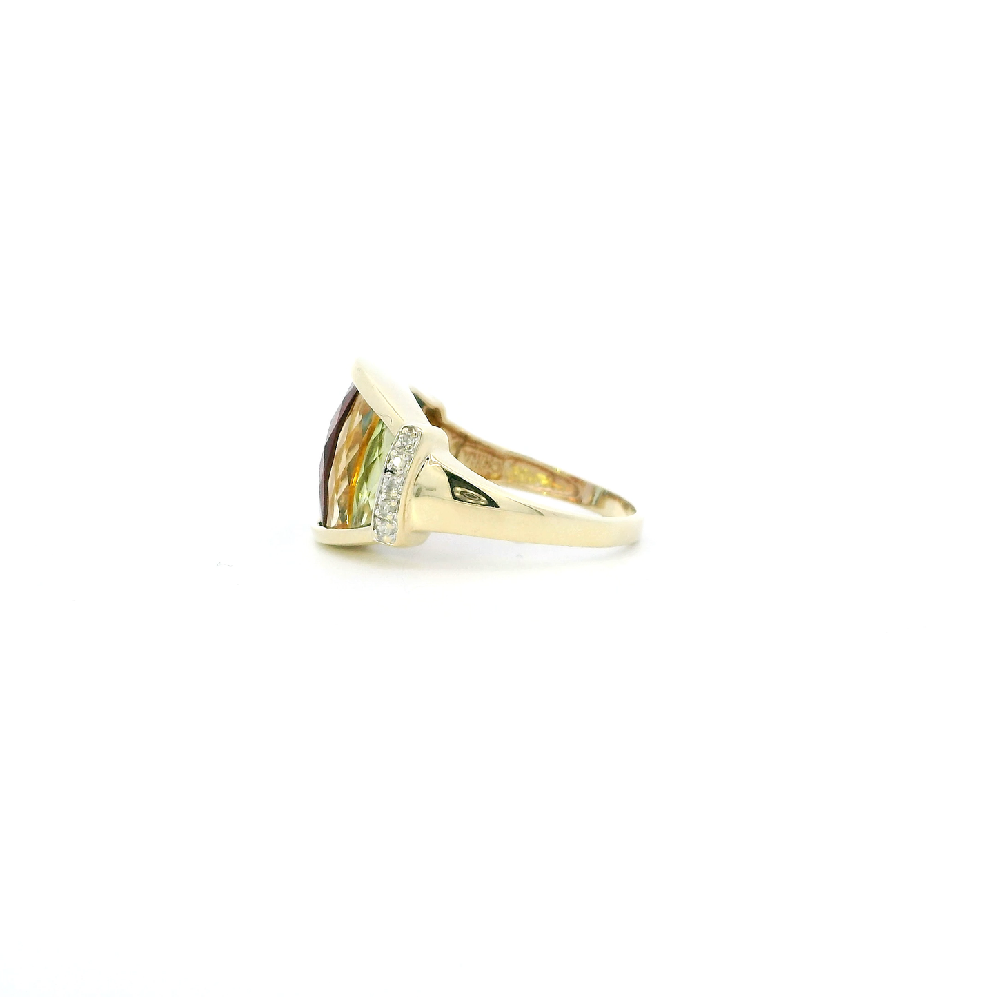 10K Yellow Gold Multi Color Gemstones Womens Ring